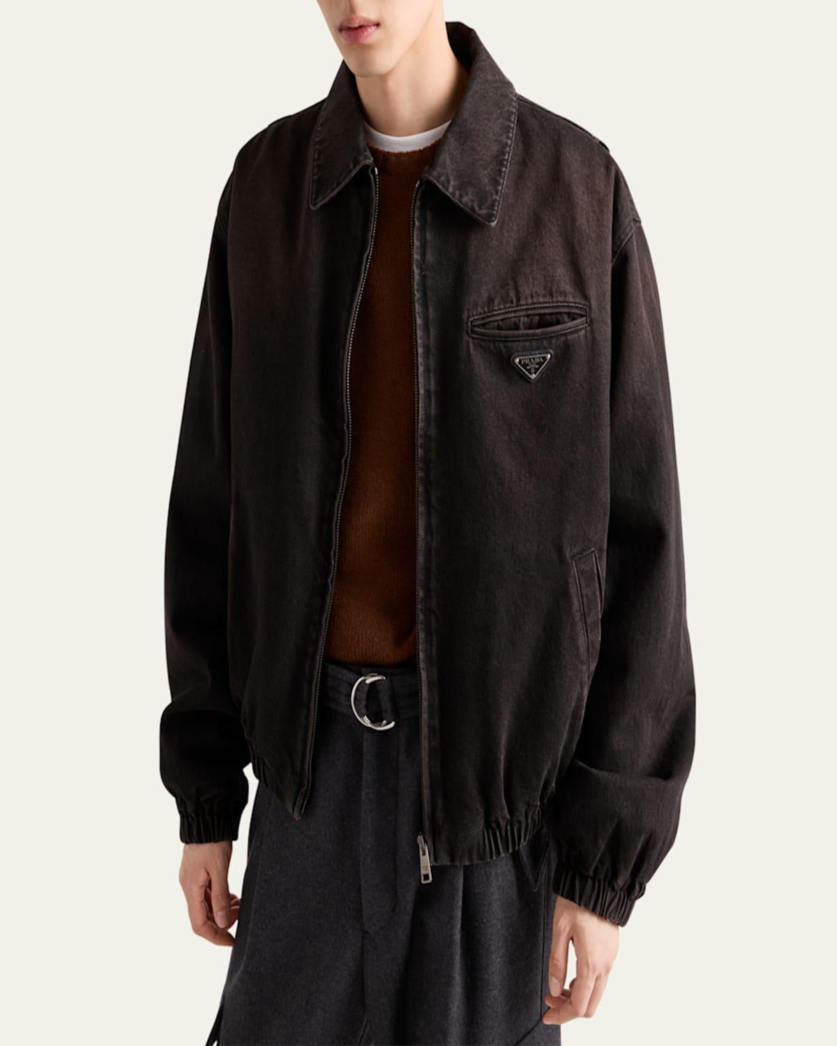 Prada Overdyed Denim Jacket in Black for Men | Lyst