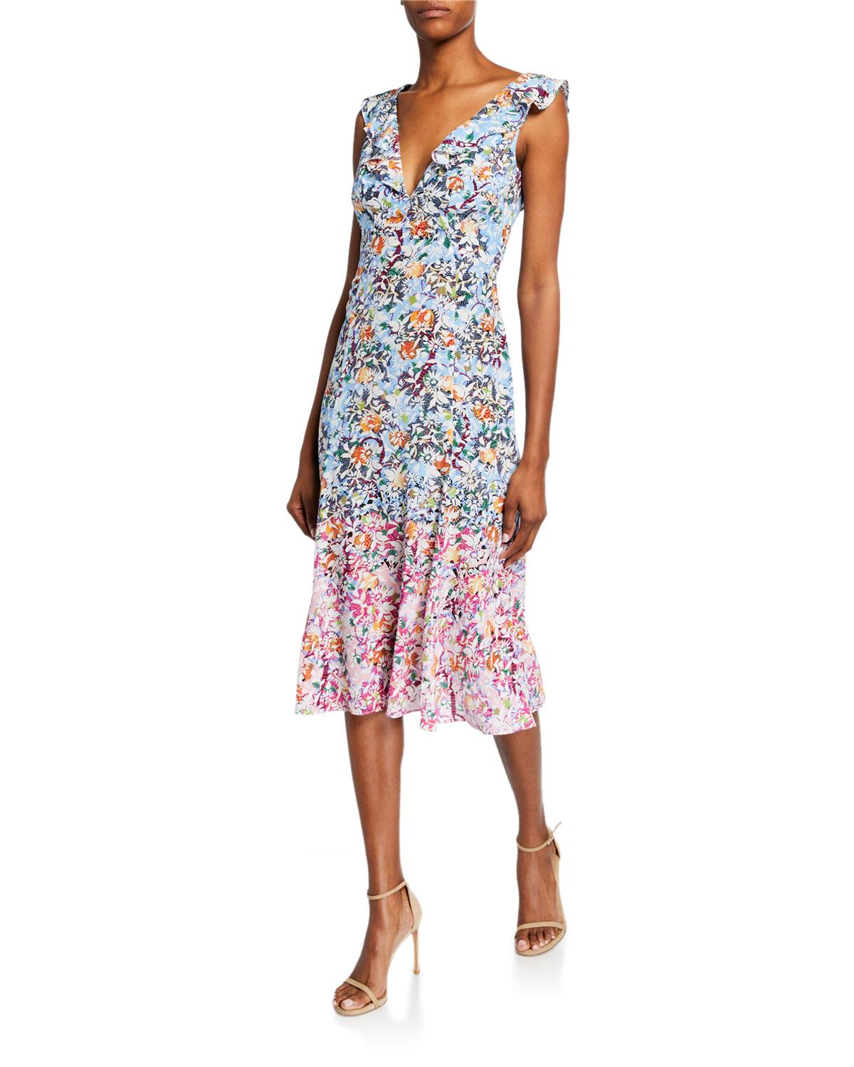 Saloni Silk Holly Midi Dress - Lyst