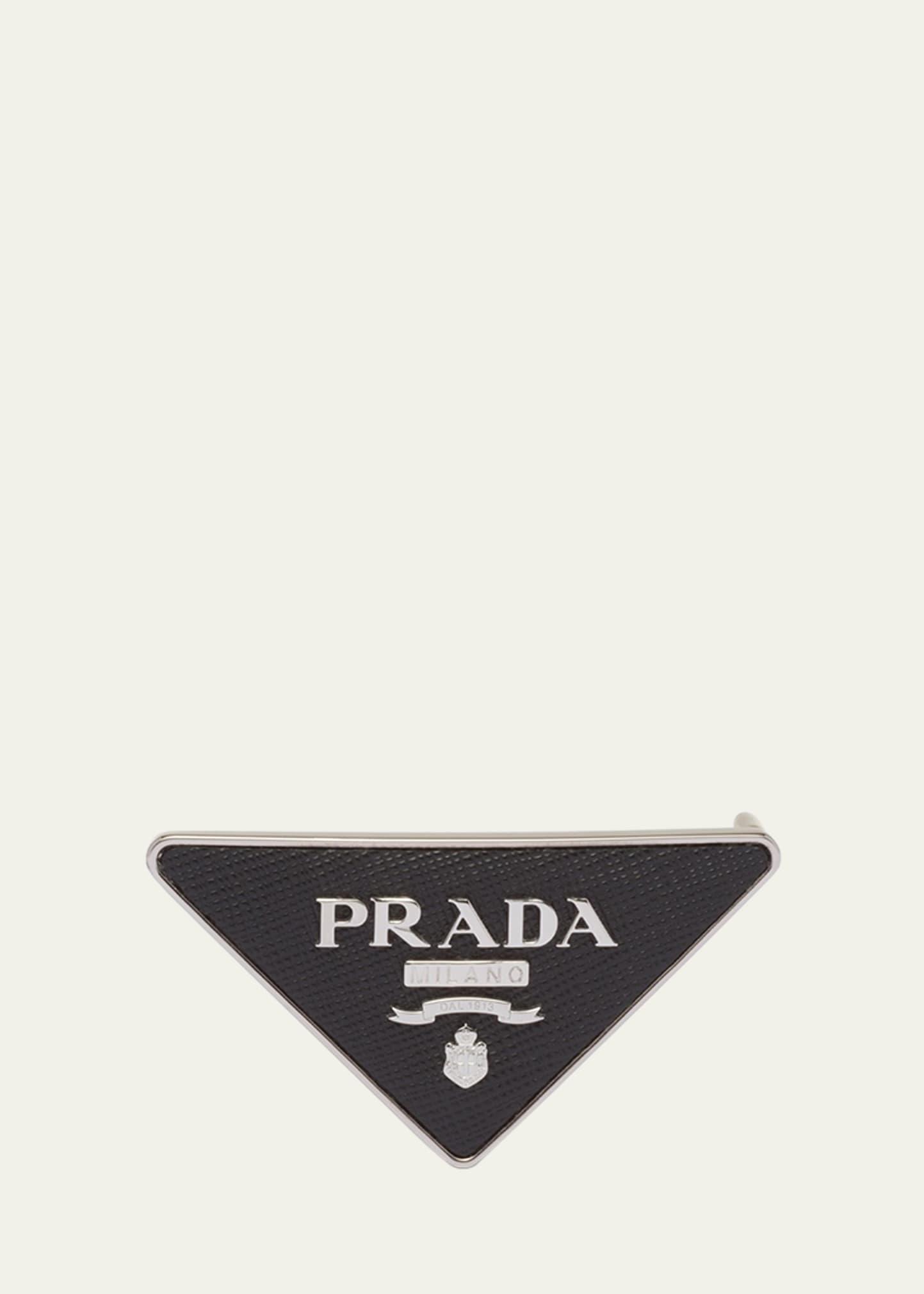 Prada Saffiano Leather Triangle Belt Buckle in White for Men | Lyst