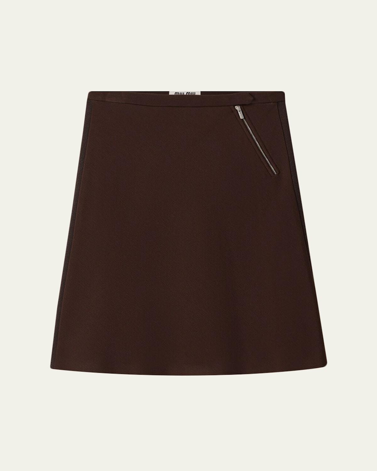 スカート MIU MIU Panama pleated mini skirt with belt Marrone Panama pleated mini skirt with belt MIU MIU - Nugnes1920