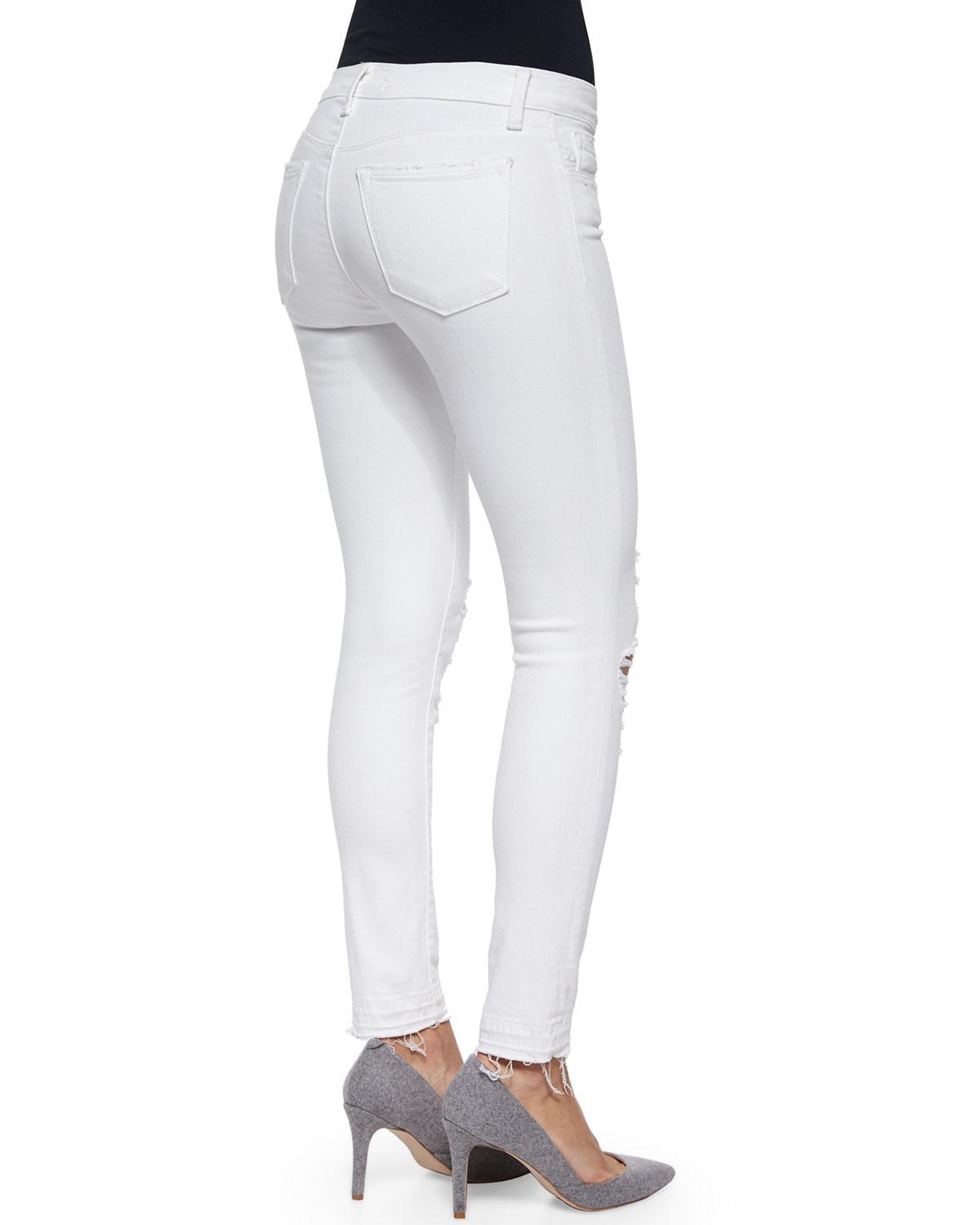 Lyst J Brand Lowrise Skinny Crop Jeans in White