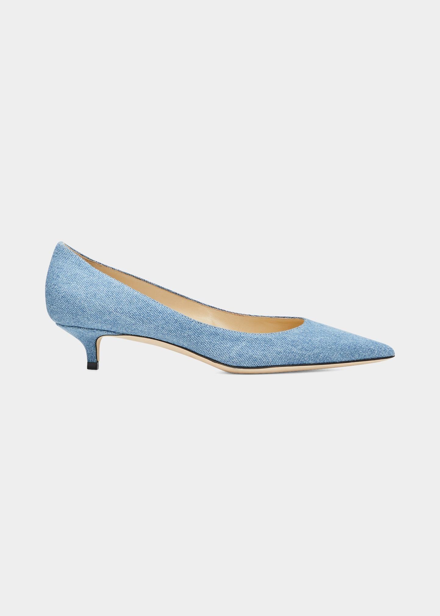 Jimmy Choo Amelia Denim Kittenheel Pumps in Blue Lyst
