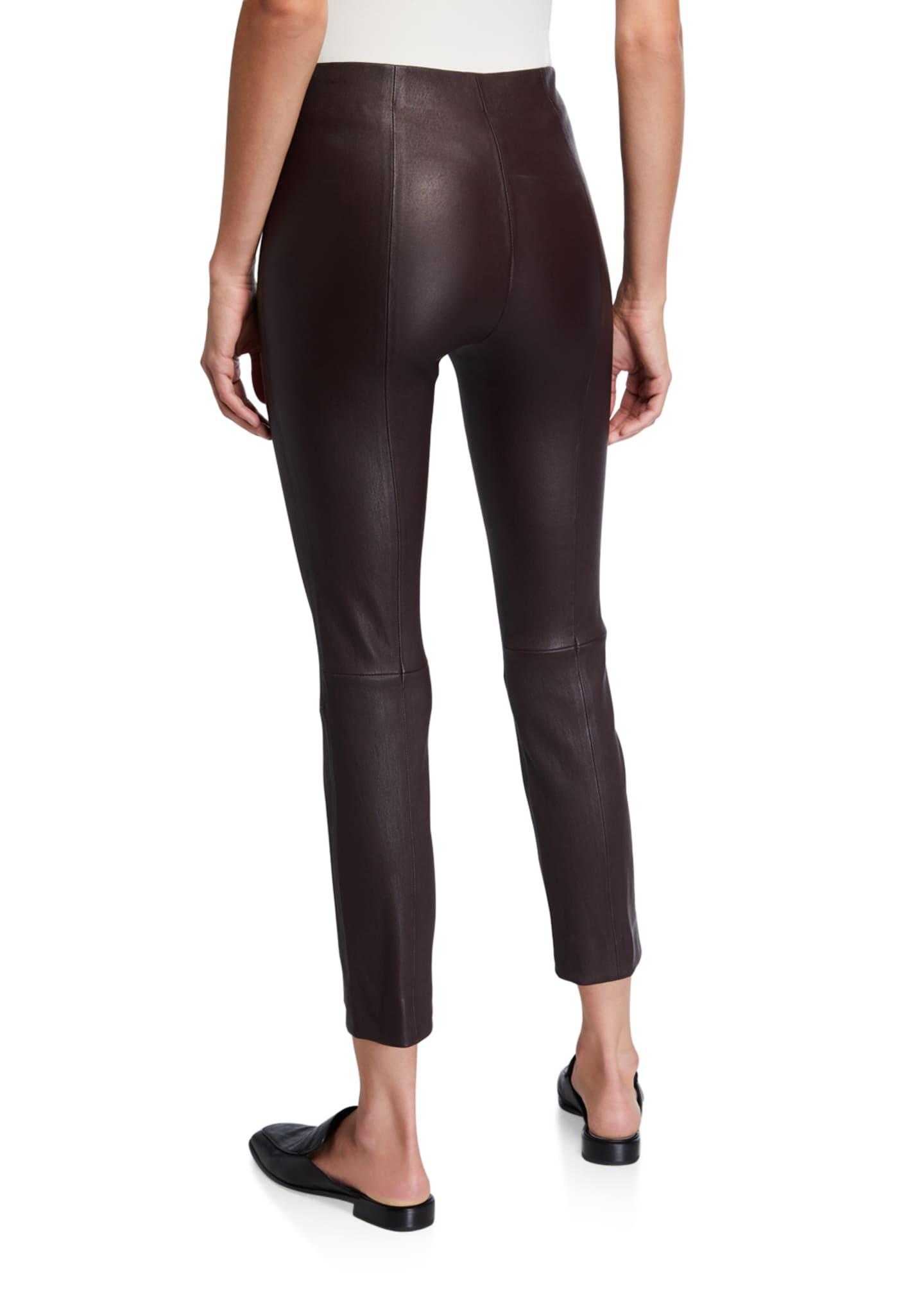 purple leather leggings