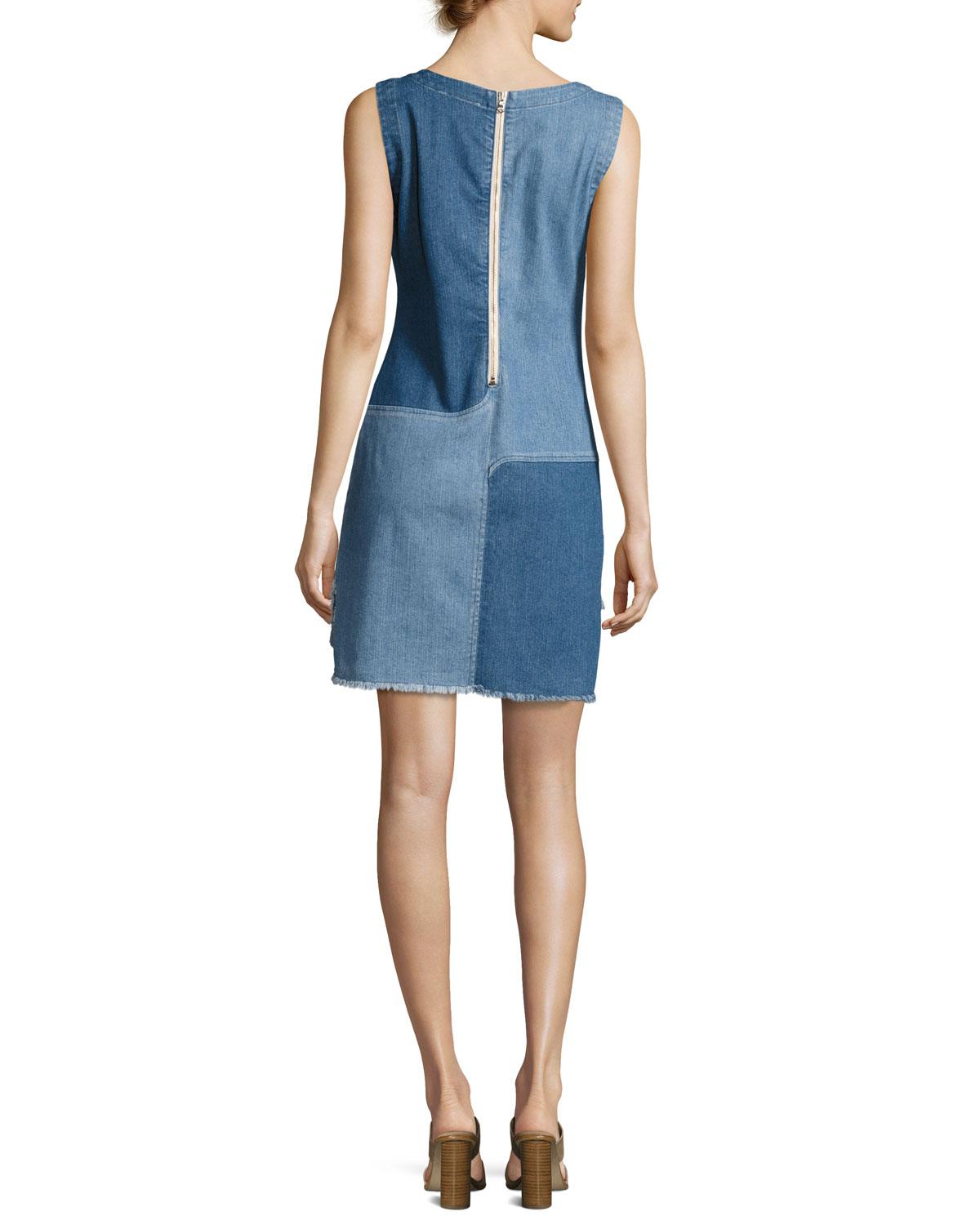 two tone denim dress