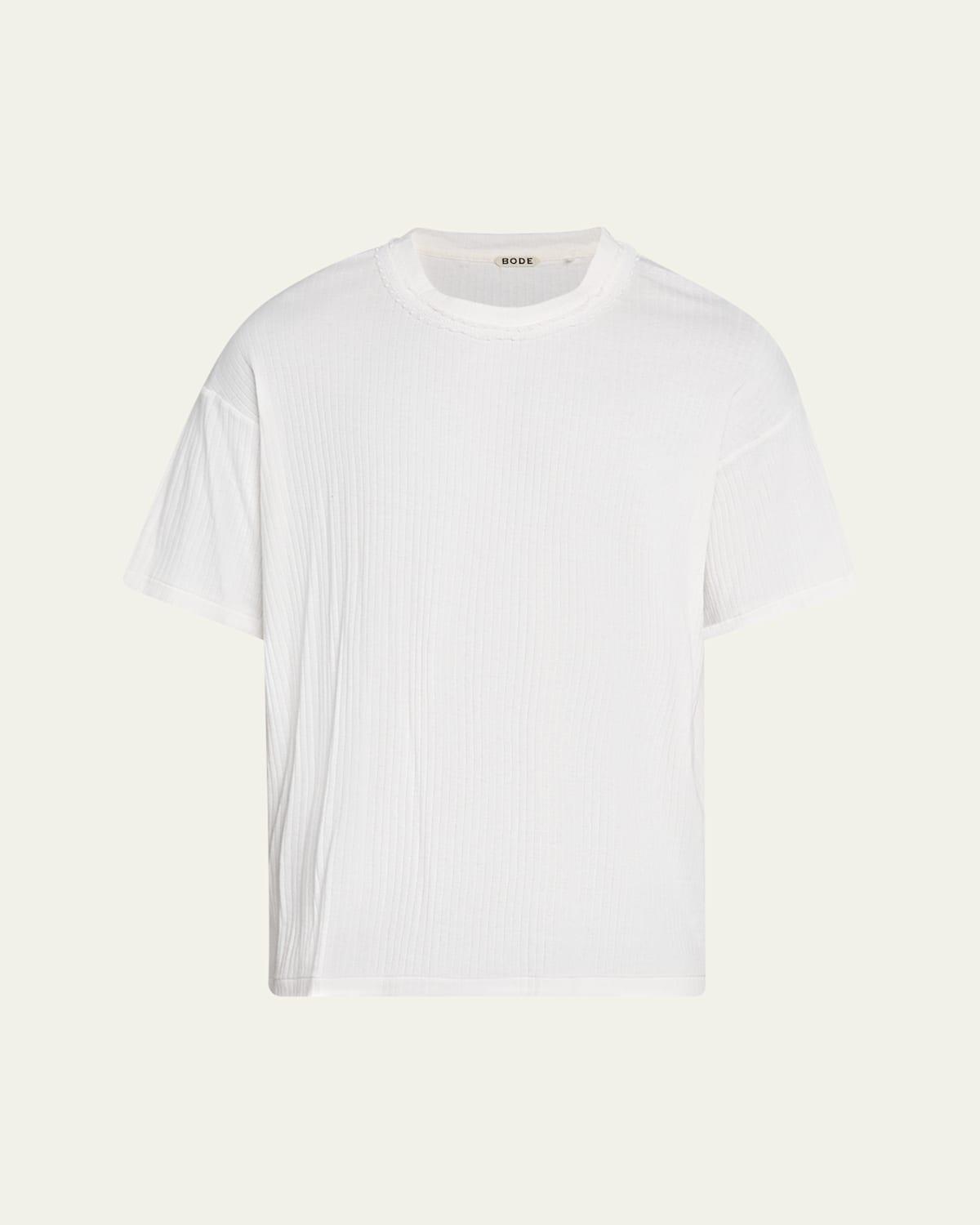 Bode Ribbed Bead-Trim Salt Marsh T-Shirt in White for Men | Lyst