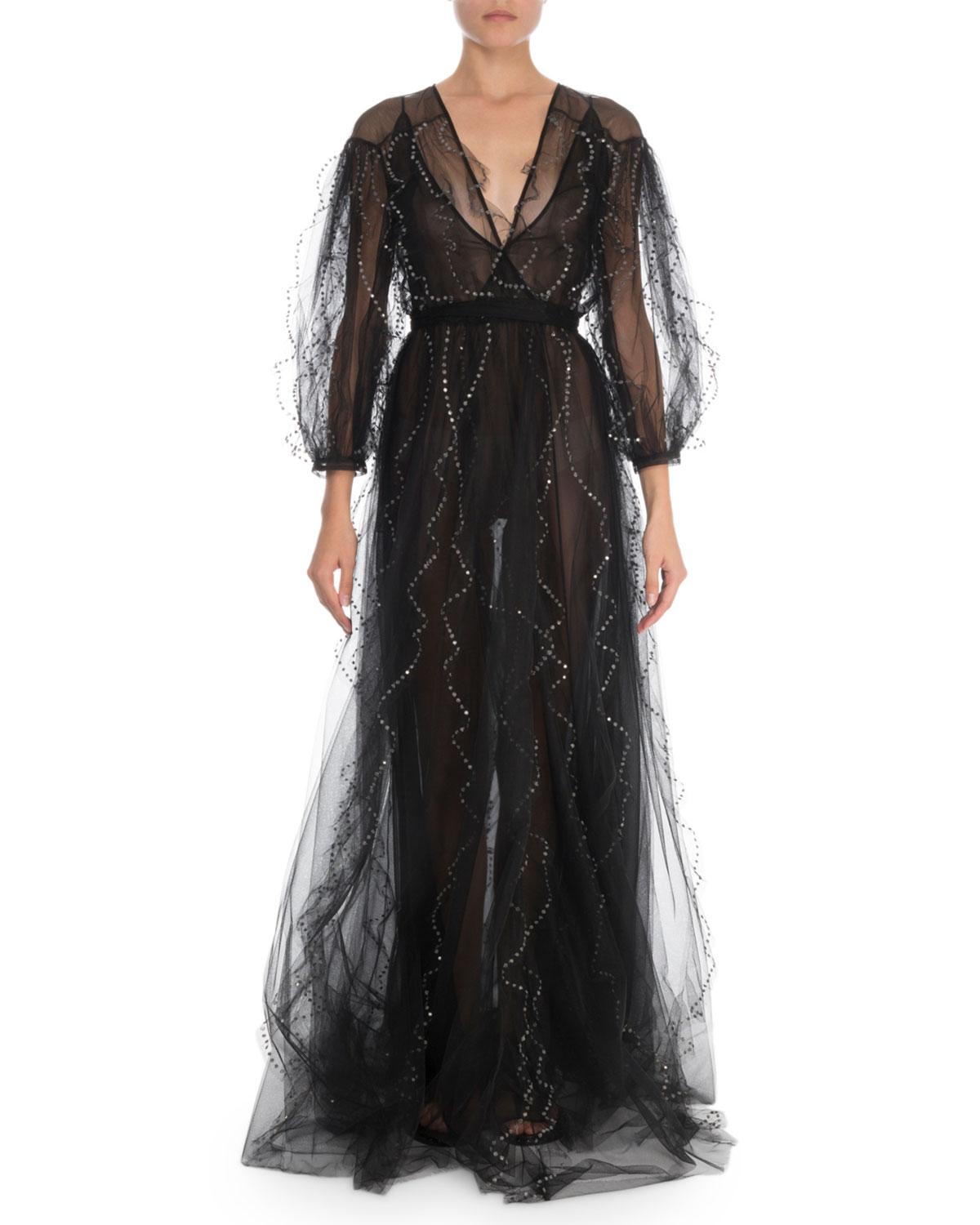 valentino black tulle dress