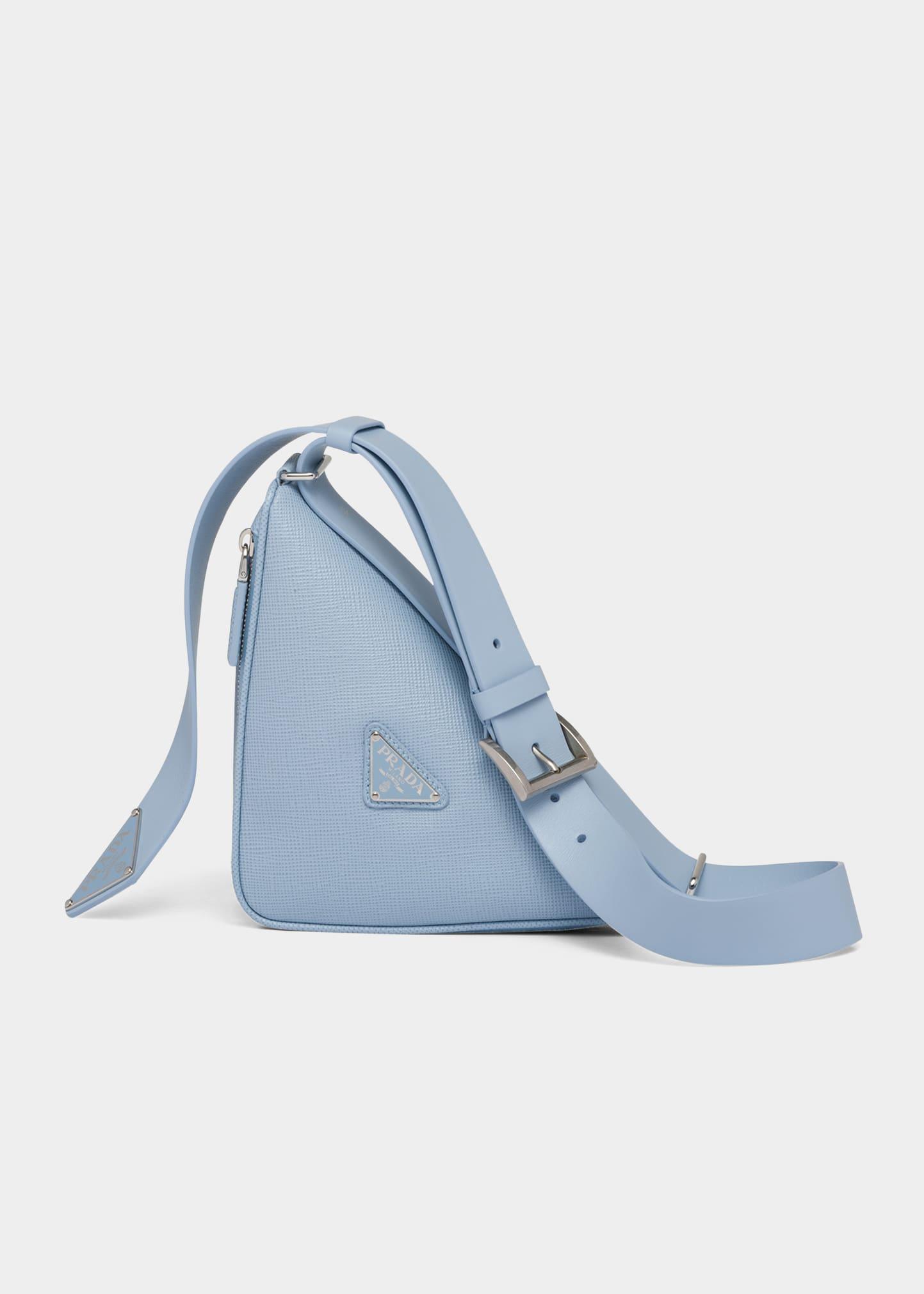 Prada Logo-Embossed Saffiano Leather Bag - Blue for Men