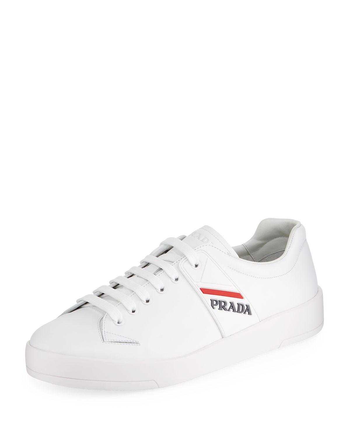 prada vitello plume leather sneakers