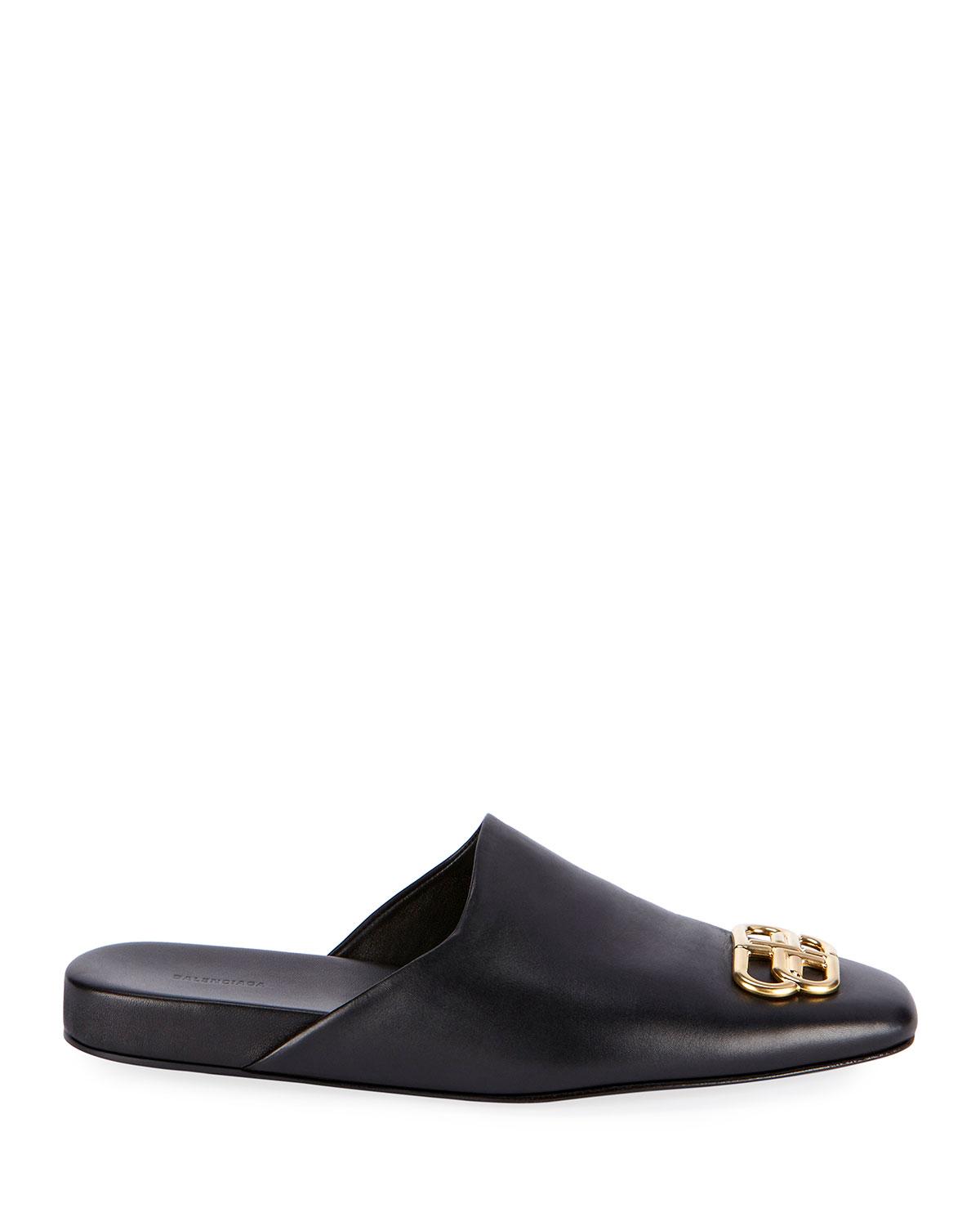 Balenciaga Men's Bbbuckle Leather Mule Slippers in Black for Men Lyst