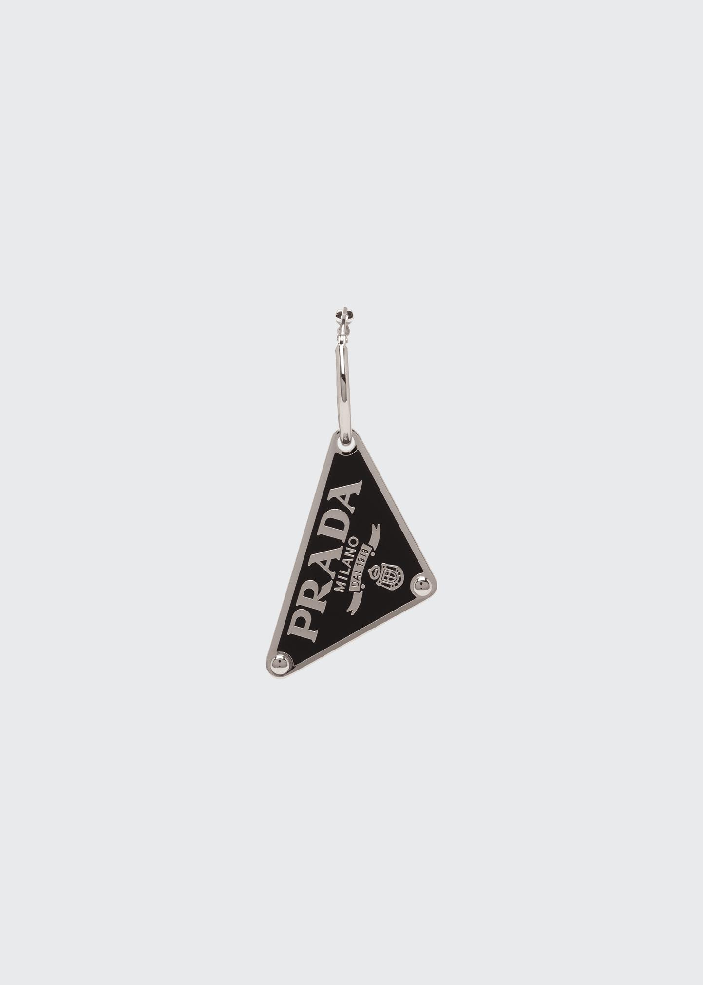 Prada Enamel Triangle Logo Hoop Earring in White Lyst