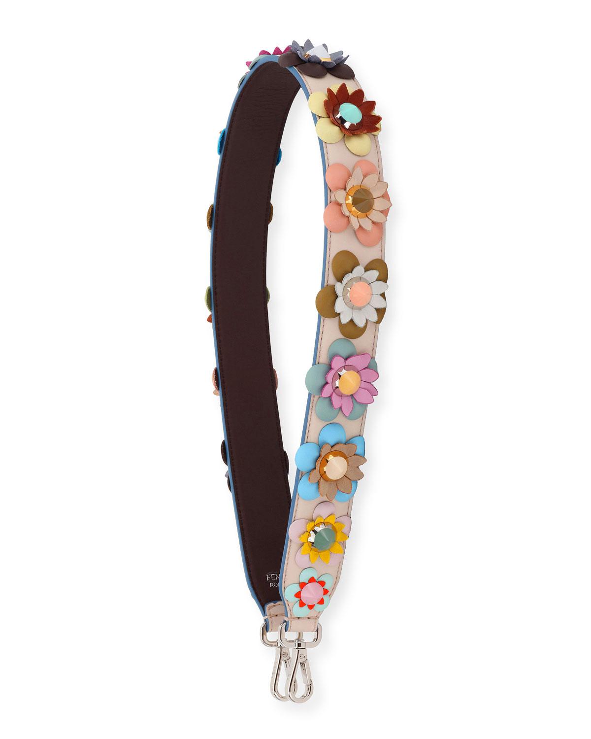 Fendi Leather Strap You Floral Shoulder Strap For Handbag Lyst