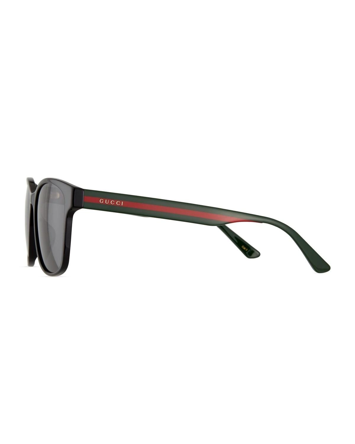 Gucci Square Acetate Sunglasses With Signature Web in Black for Men | Lyst