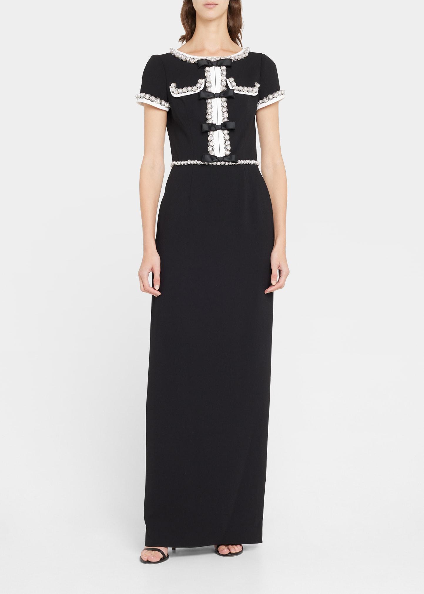 Jenny Packham Marta Crystal-pearl Embellished Column Dress in Black | Lyst