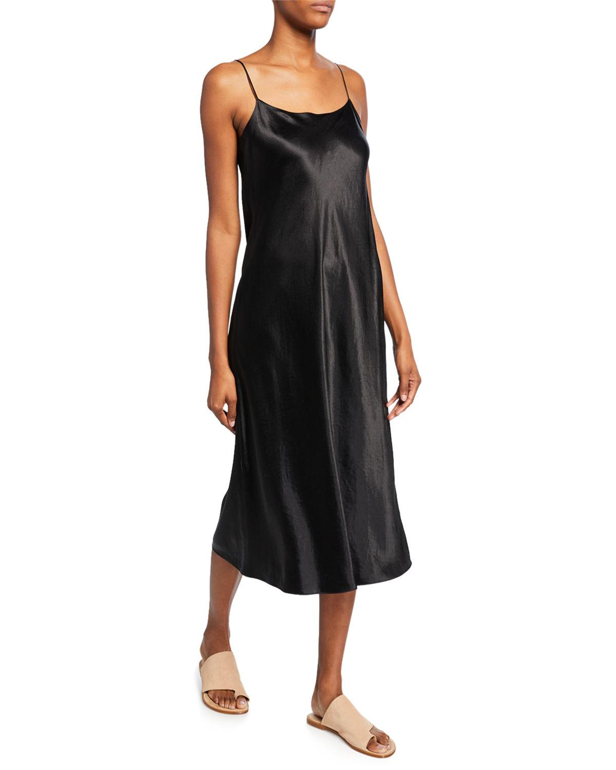 Vince Satin Slip Dress in Black Lyst