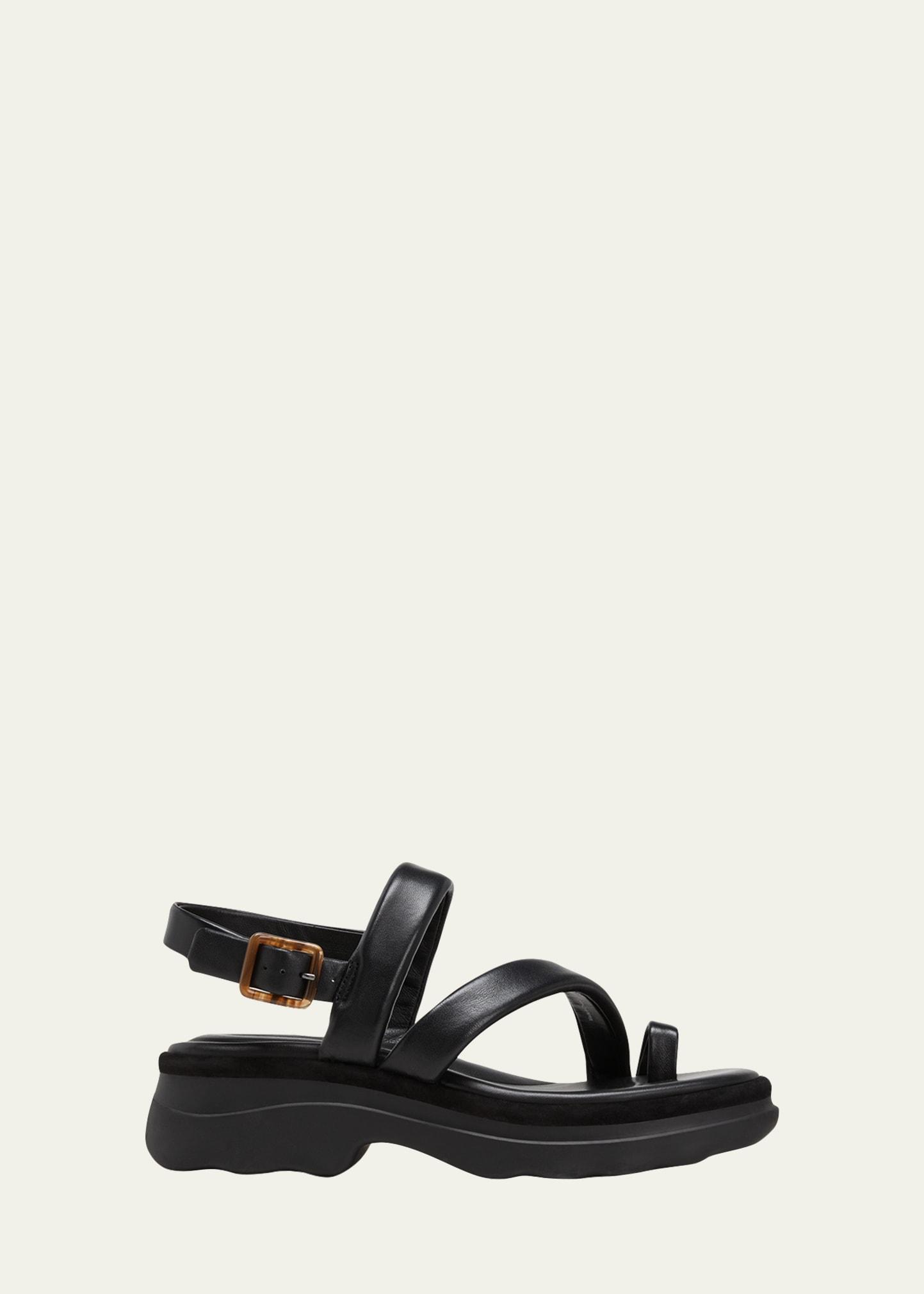 Nine West Coralin Toe Ring Strappy Flat Sandals in Brown | Lyst