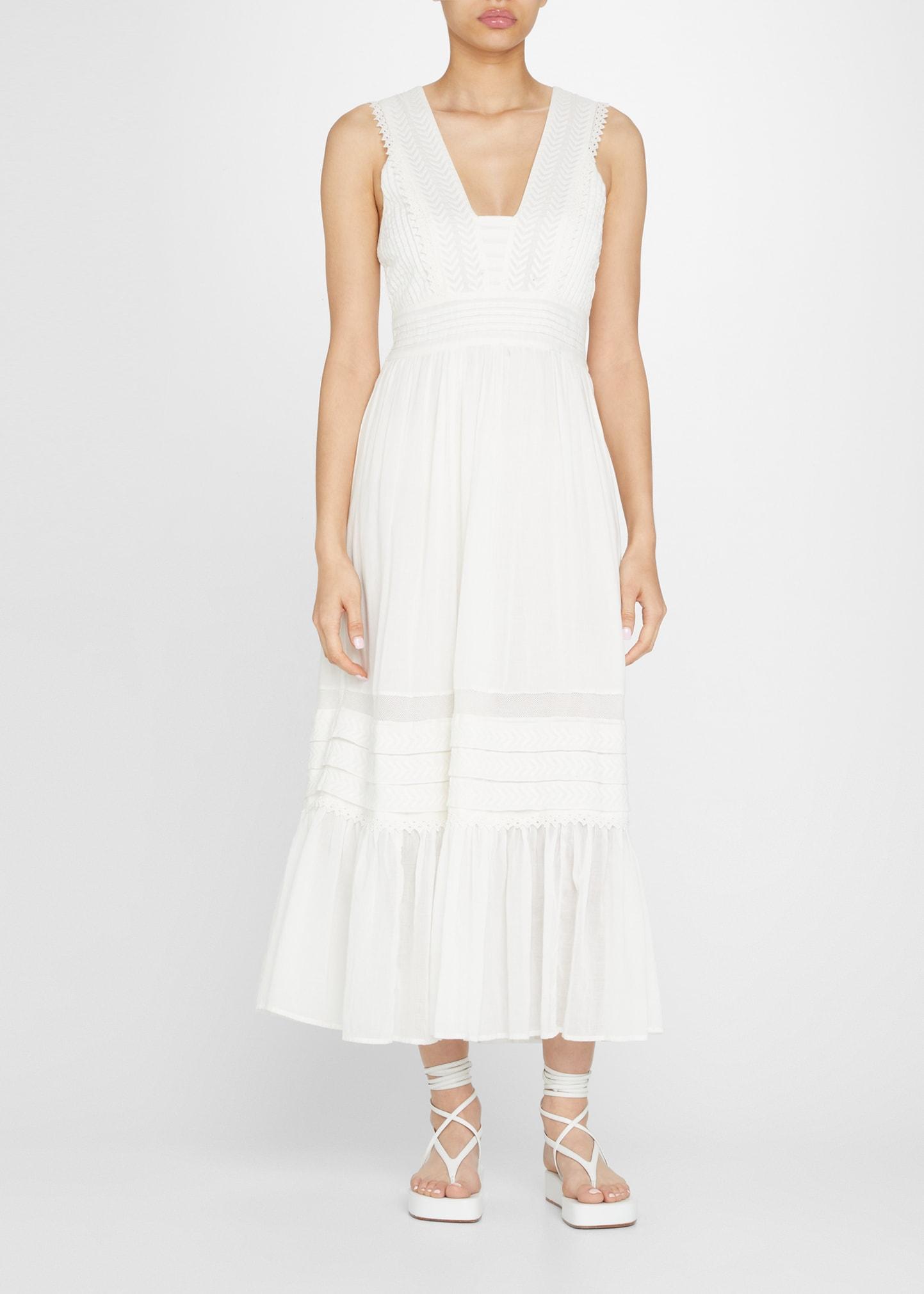 Ramy Brook Lulu Chevron Textured Midi Dress in White | Lyst