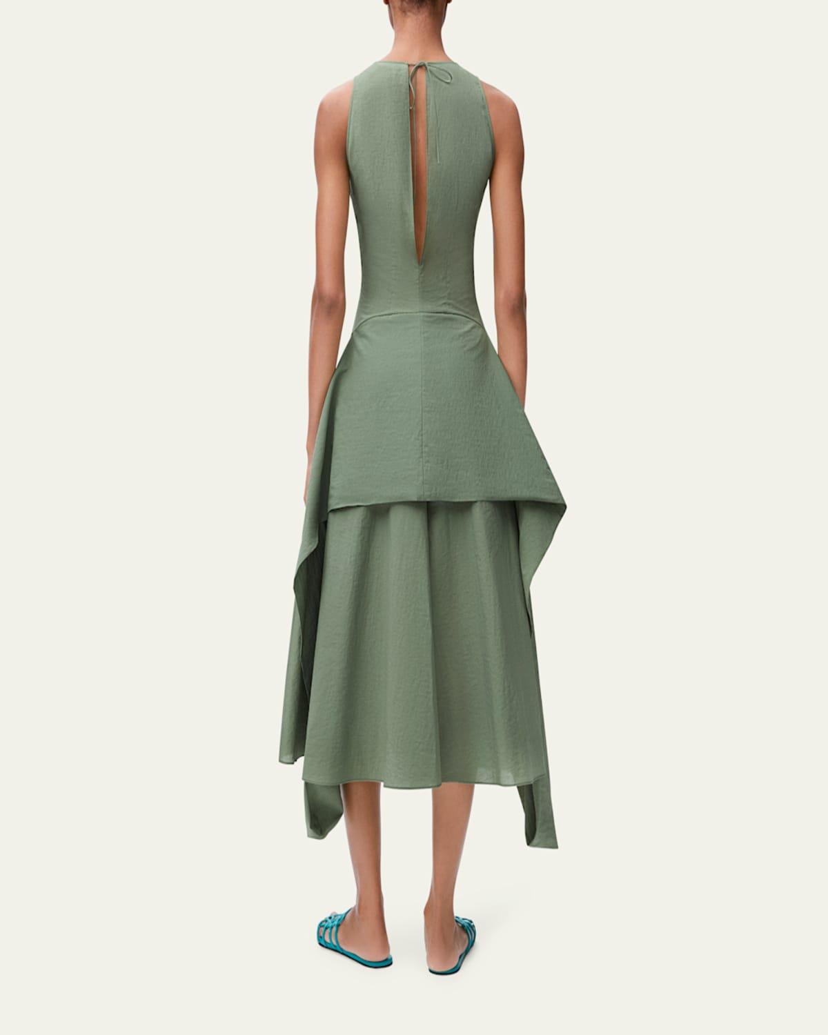 Loewe Draped Tie-Waist Midi Dress in Green | Lyst