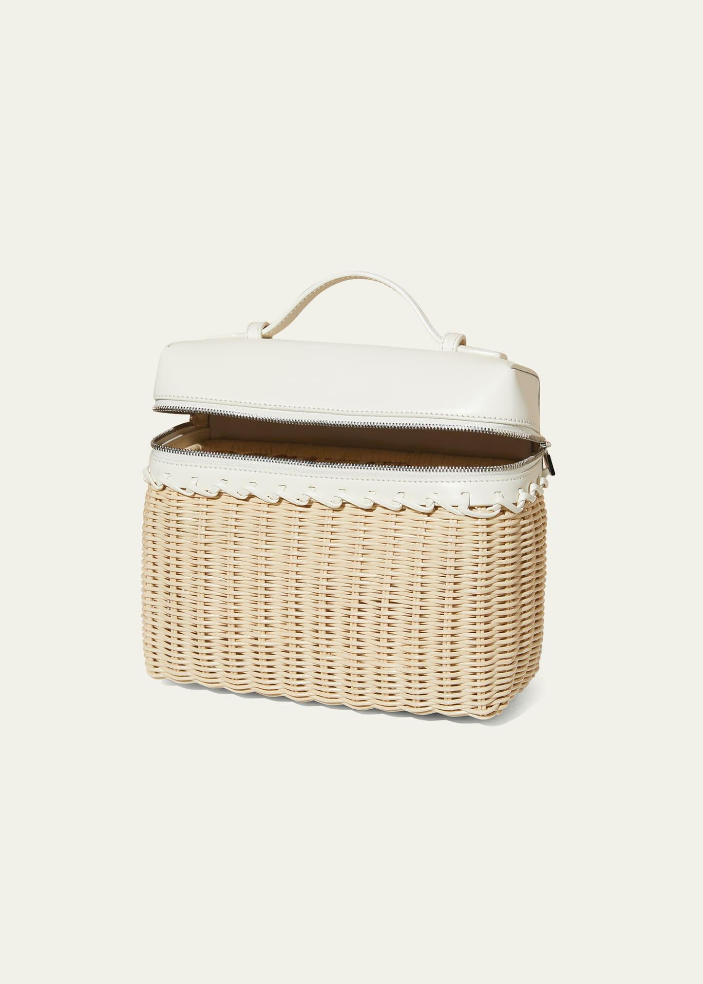 Loro Piana Extra Pocket L19 Wicker & Leather Pouch in Natural