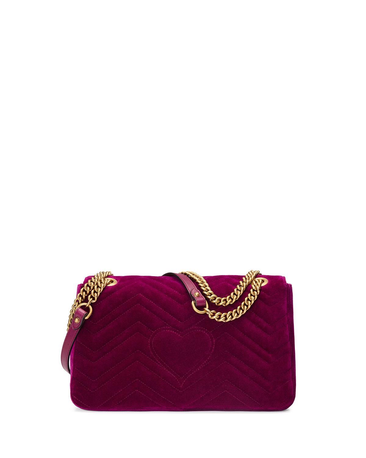 Gucci Velvet Gg Marmont 2.0 Small Loved Shoulder Bag in Fuchsia (Purple) - Lyst