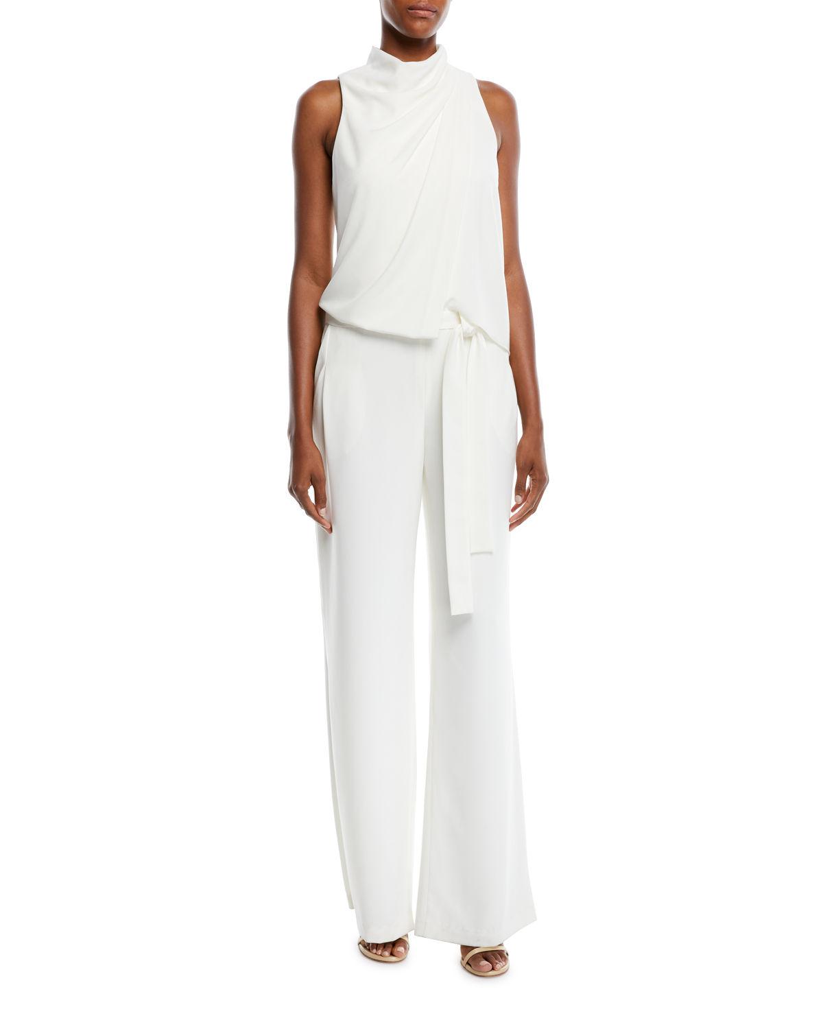 halston heritage draped jumpsuit