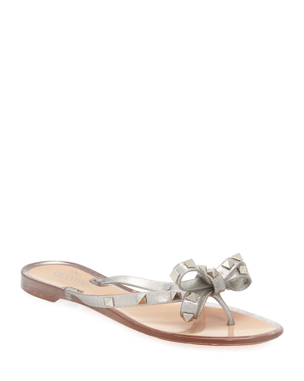 rockstud jelly thong sandals
