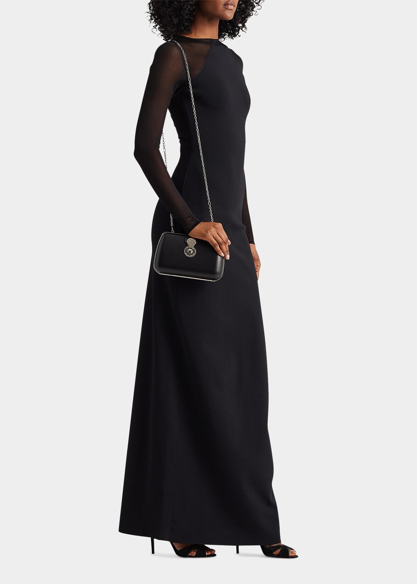 Ralph Lauren Collection Mixed-media Sheer Column Gown in Black | Lyst