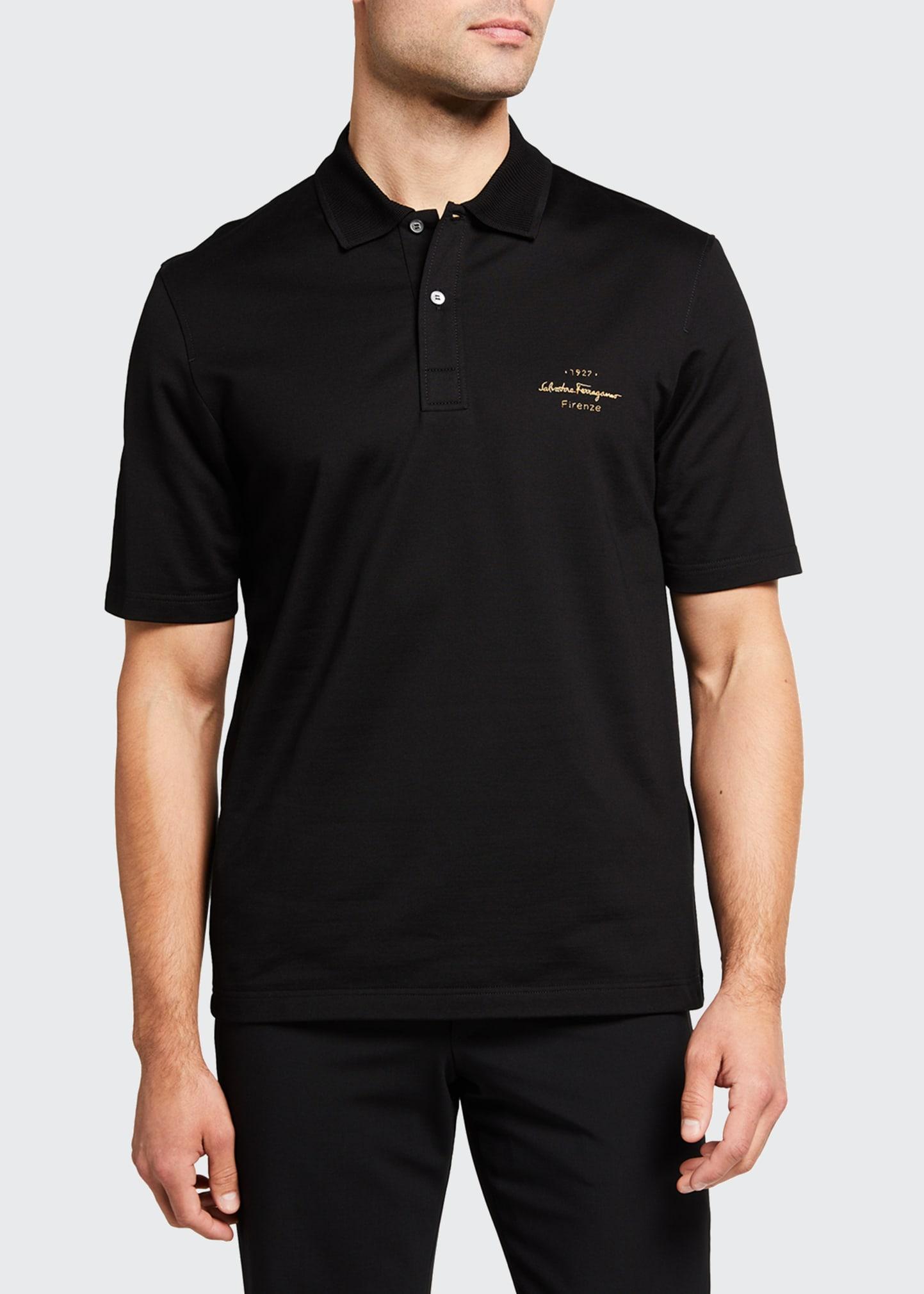 Ferragamo 1927 Logo Polo Shirt in Black for Men | Lyst