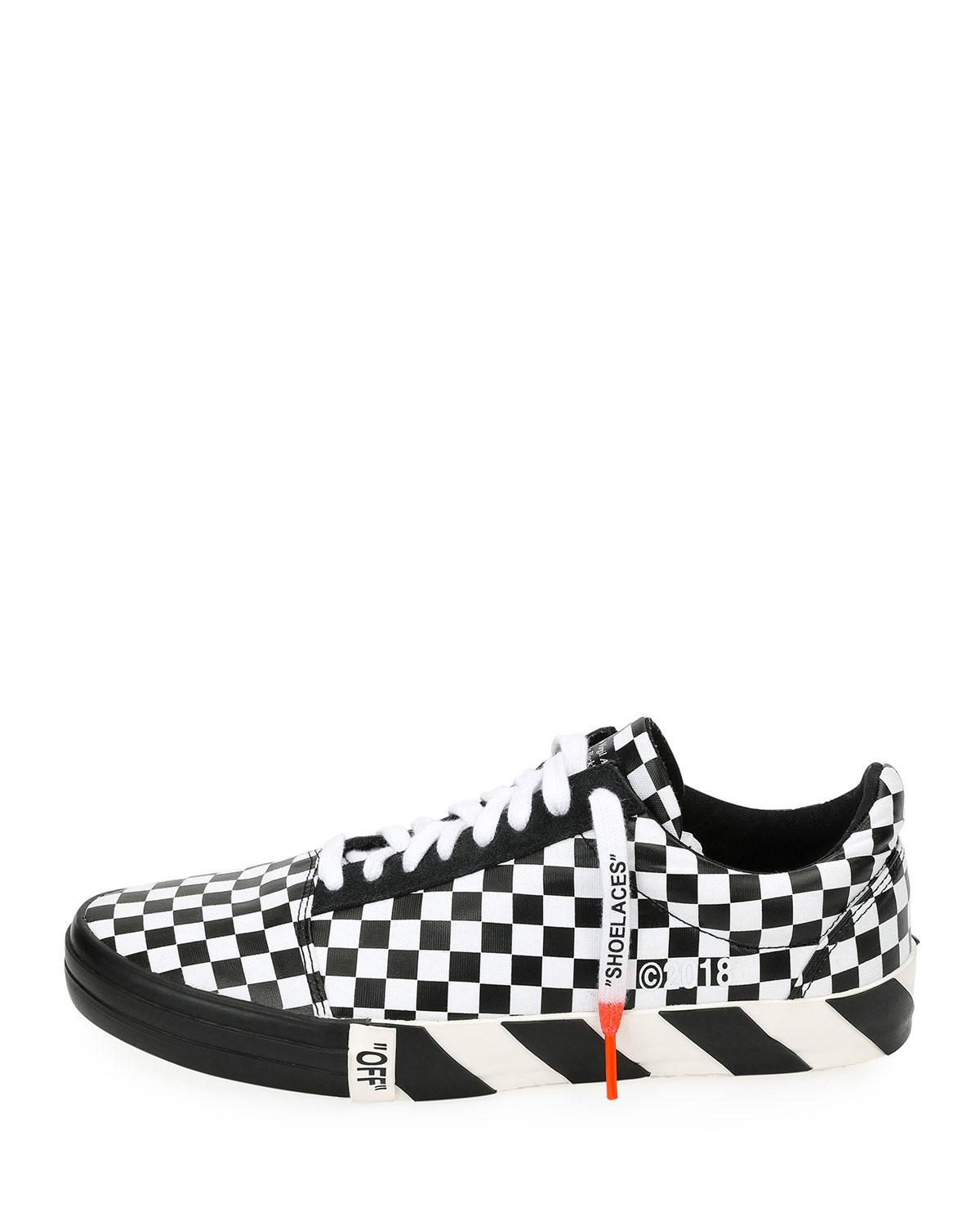 off white checkered low top sneakers