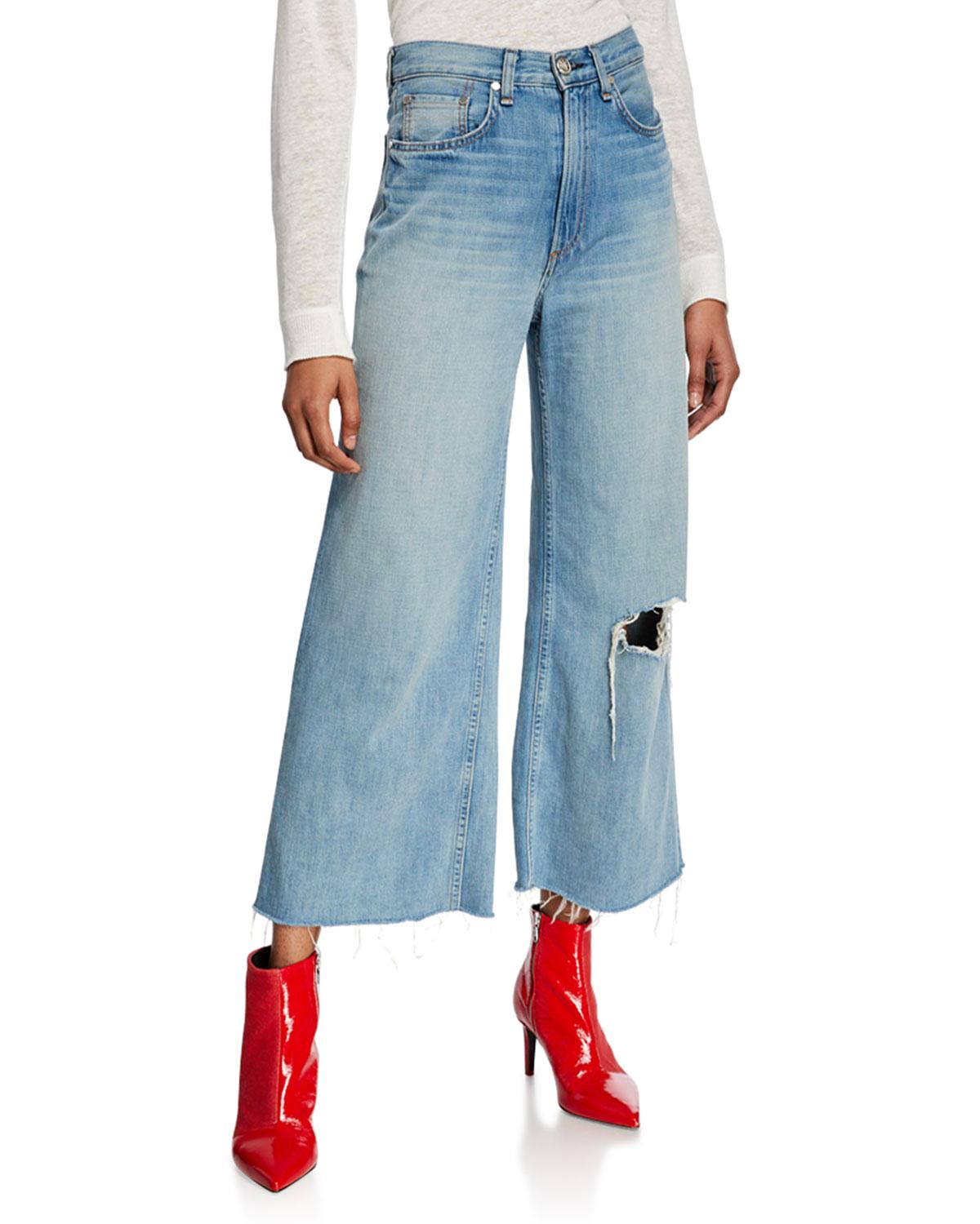 Rag & Bone Denim Ruth Super High-rise Ankle Wide-leg Jeans in Blue - Lyst