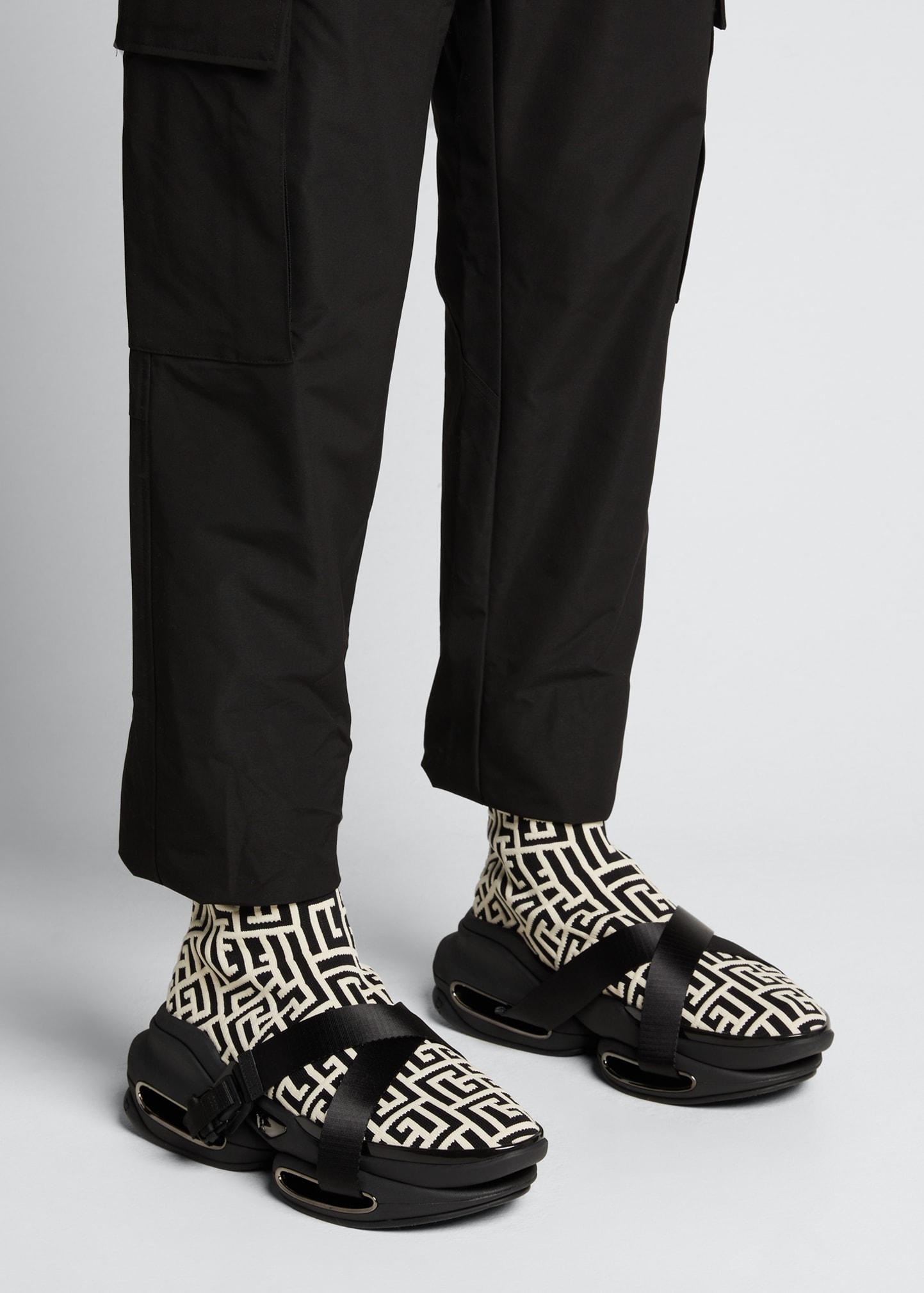 Balmain B Bold Monogram Knit Sock High-top Sneakers in Black for Men | Lyst