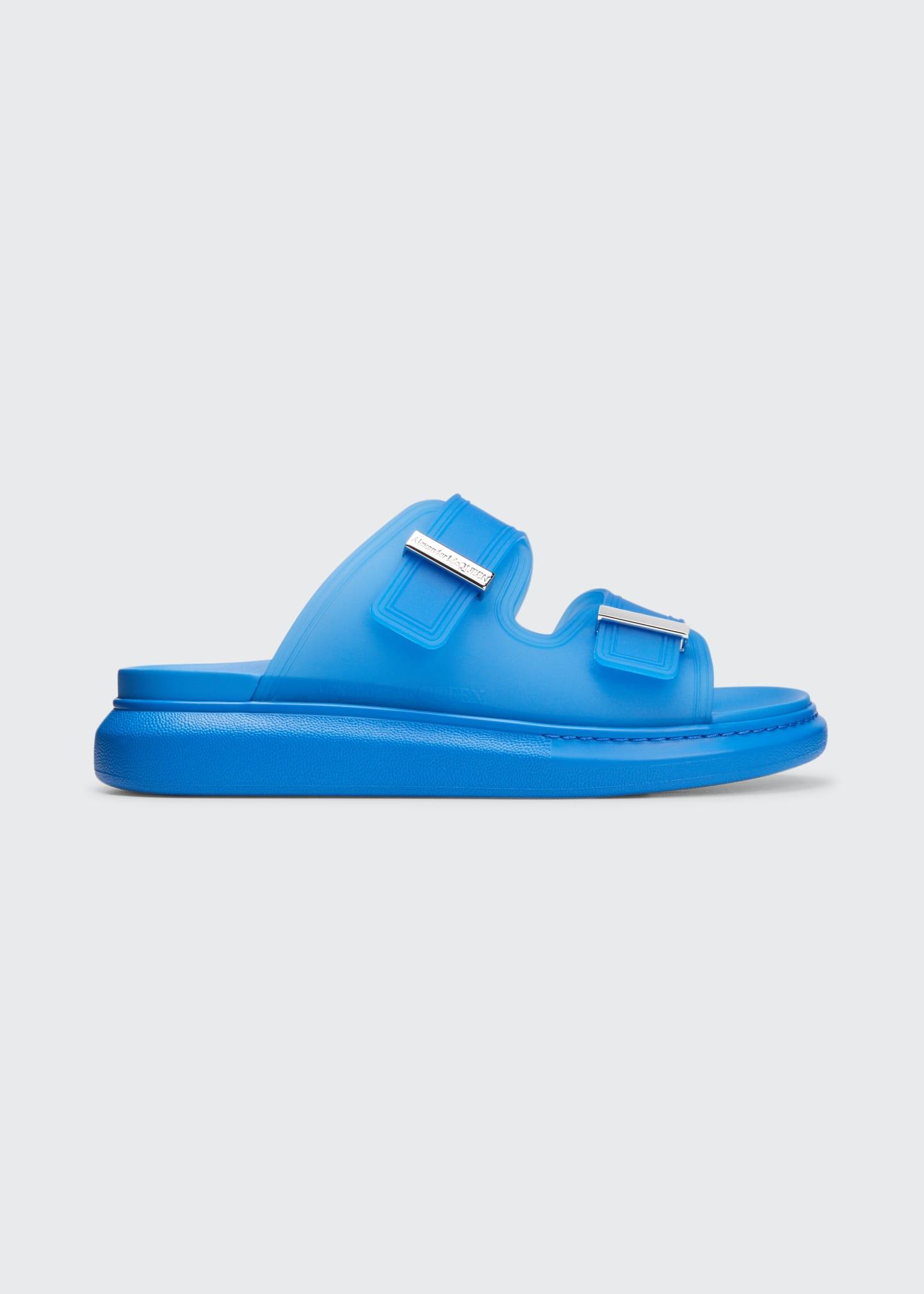 Alexander McQueen Double Band Rubber Slides in Blue for Men | Lyst