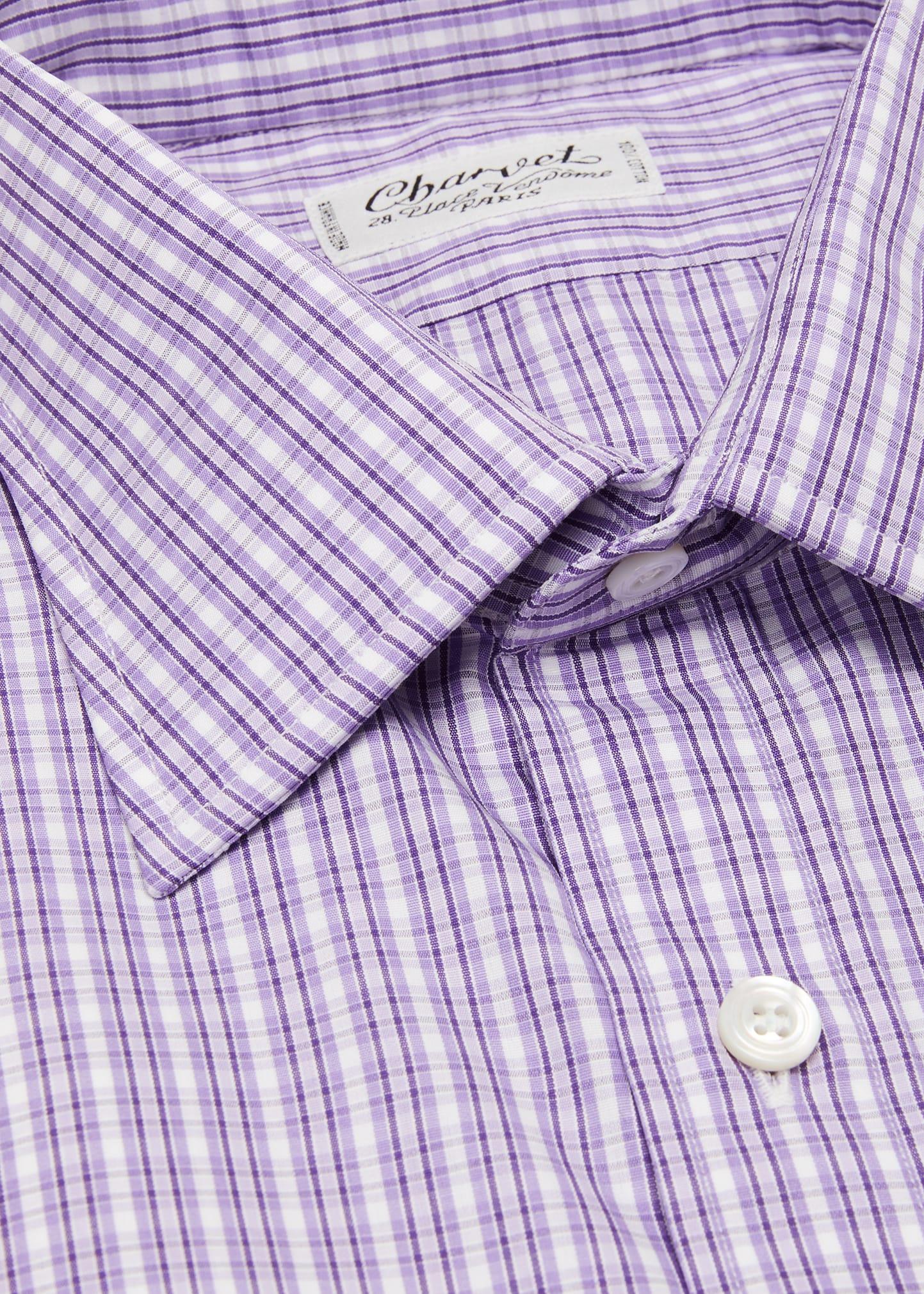 Charvet Micro-check Cotton Dress Shirt in Purple for Men | Lyst