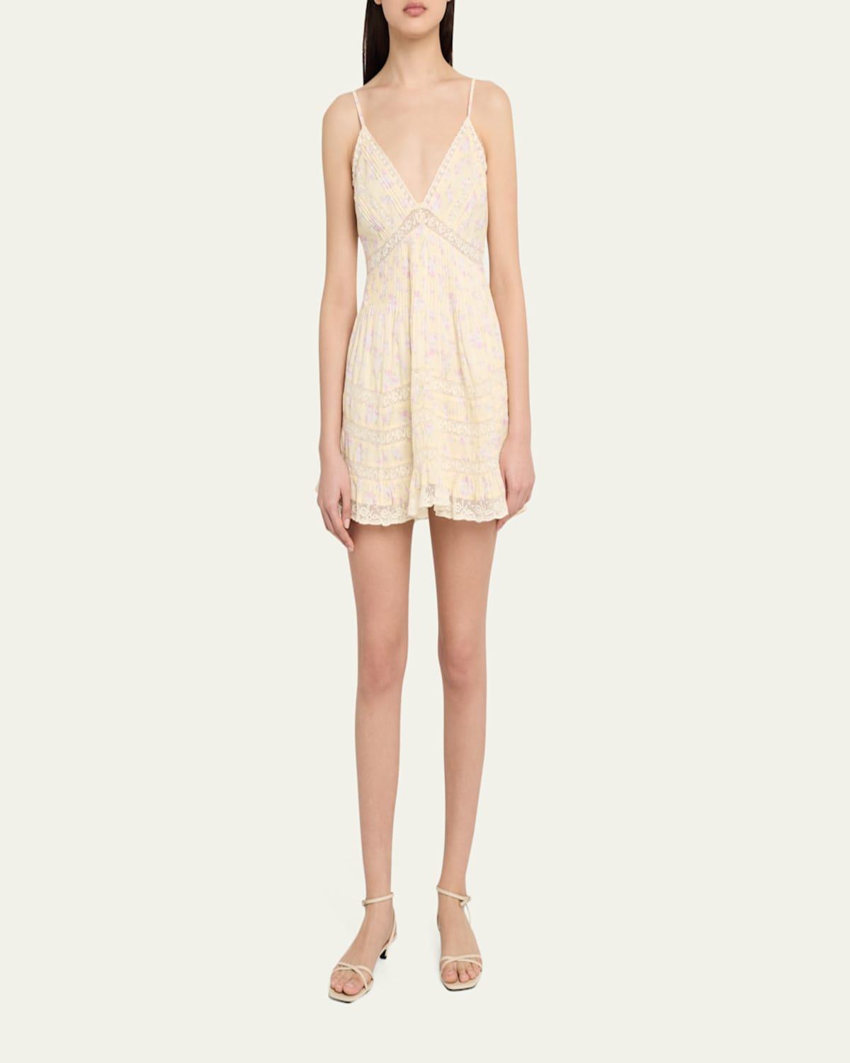 alonna cotton floral mini dress Alonna Blooming Floral Mini Dress Lemon Spritz / S