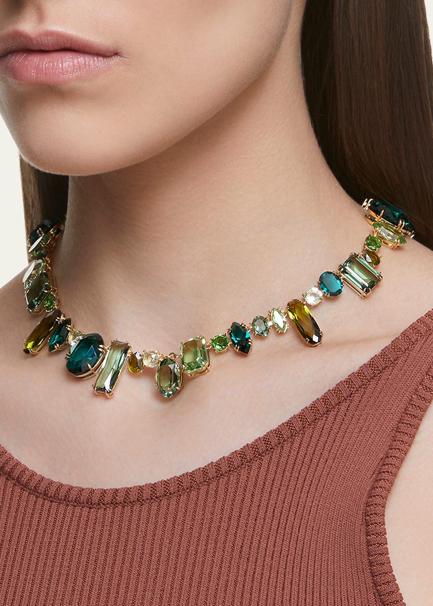 Swarovski Gema Gold-tone Mix-cut Green Crystal Necklace in Natural