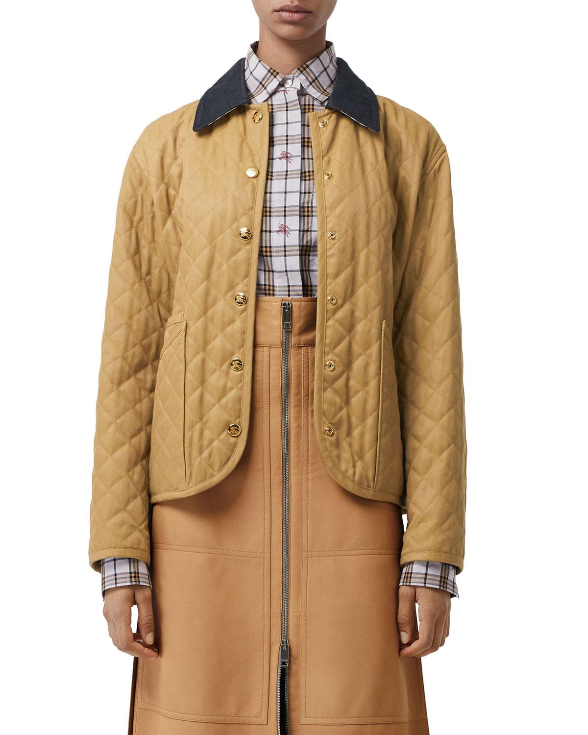 Burberry Synthetic Button Front Long Sleeve Diamond Quilted Barn