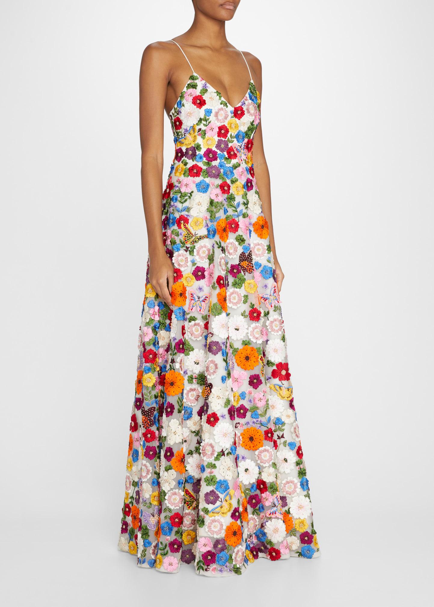 Alice + Olivia Domenica Embellished Floral Gown in White | Lyst
