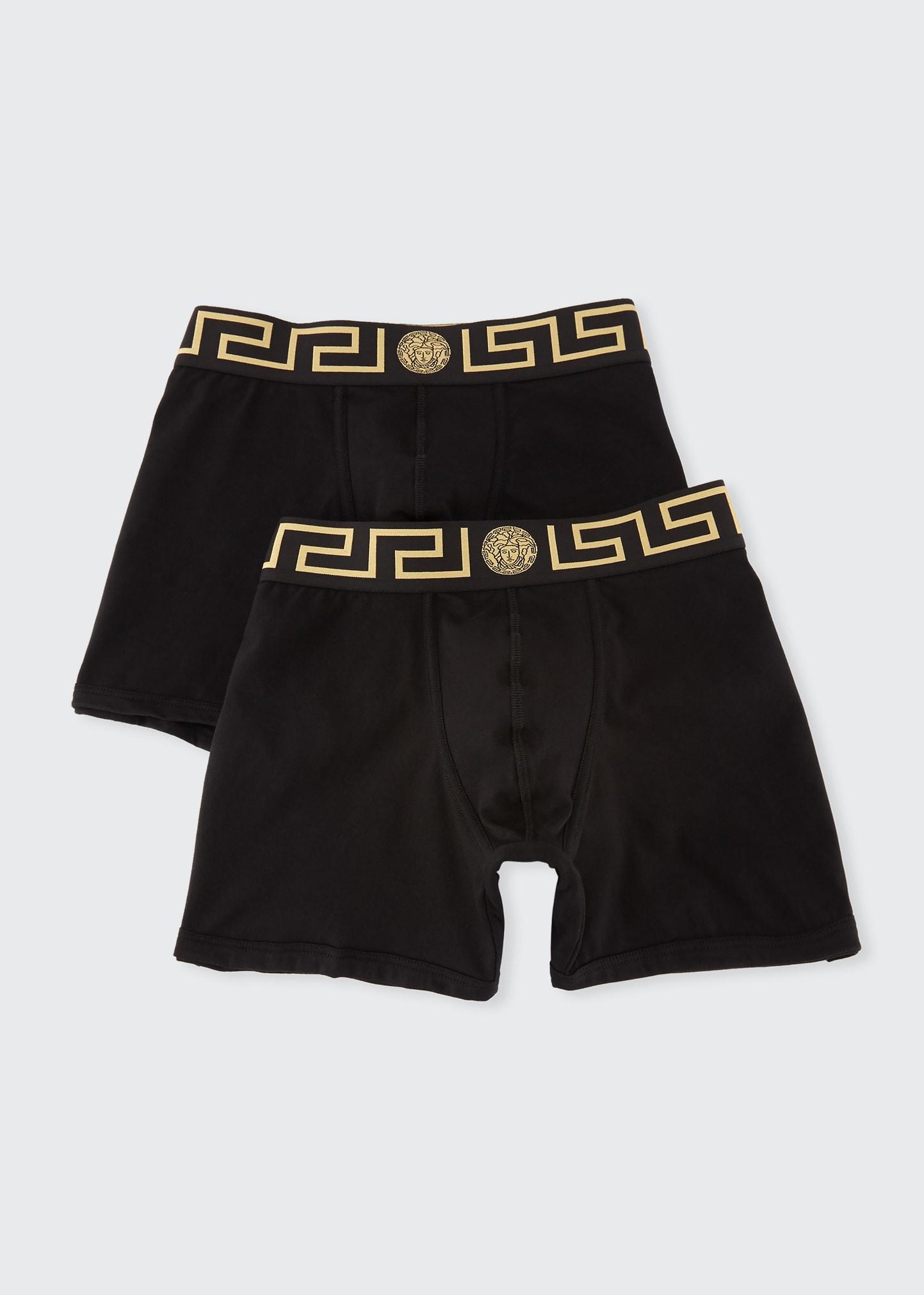 Versace Two-pack Greca Border Long Boxer Trunks in Black for Men | Lyst