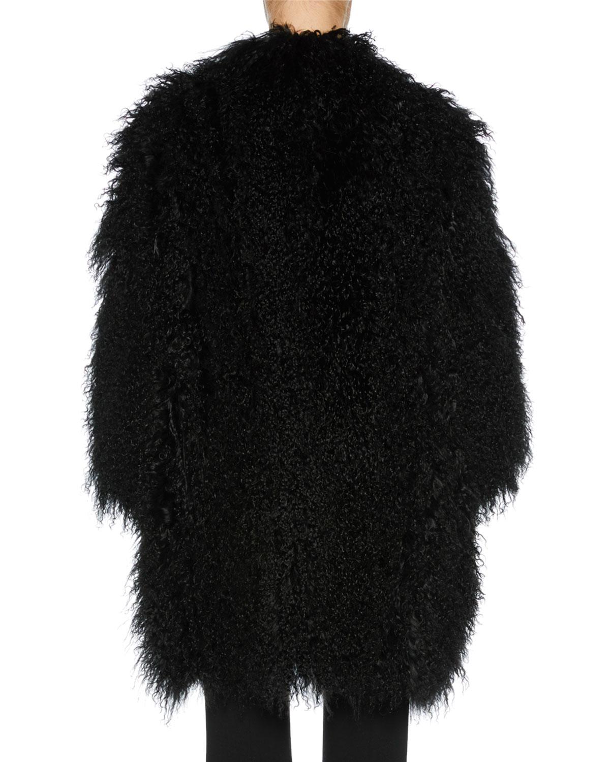 Giorgio Armani Mongolian Lamb Fur Coat in Black - Lyst