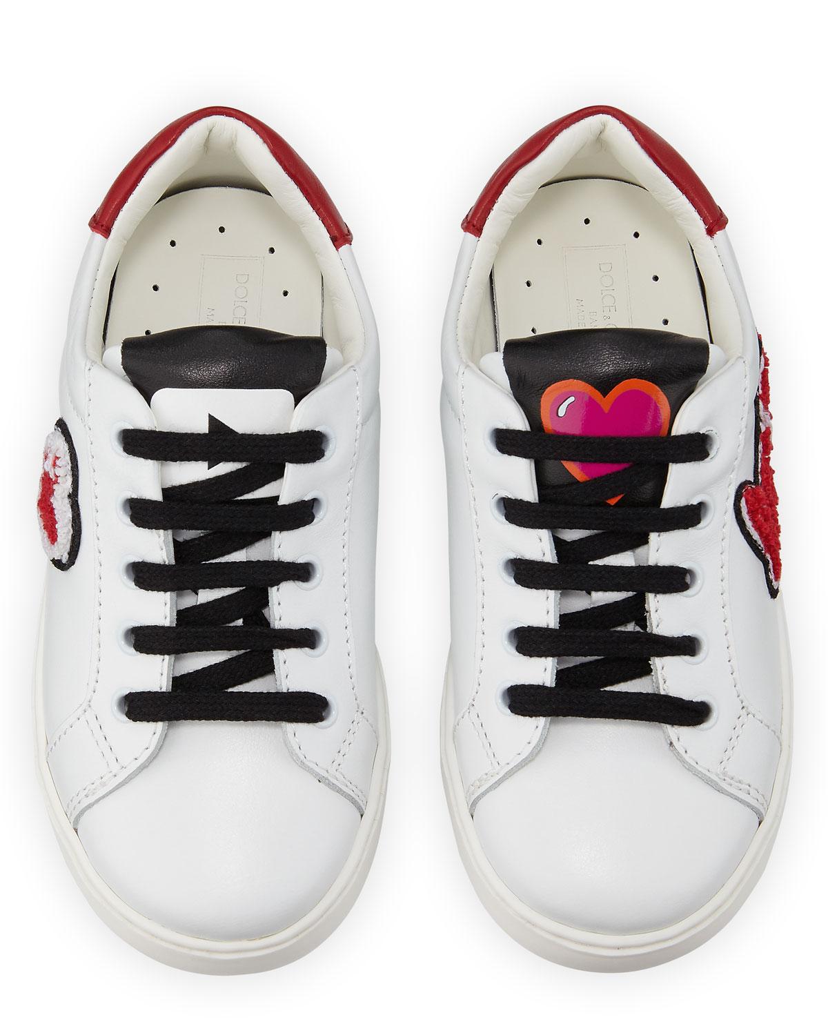 Dolce & Gabbana Leather Heart Love Sneakers in White - Lyst