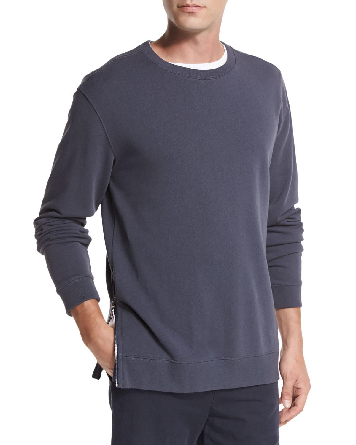 Lyst Vince Sidezip Crewneck Sweater in Blue for Men