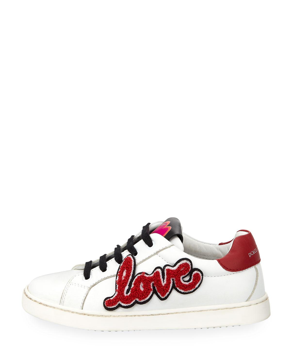 Dolce & Gabbana Leather Heart Love Sneakers in White - Lyst