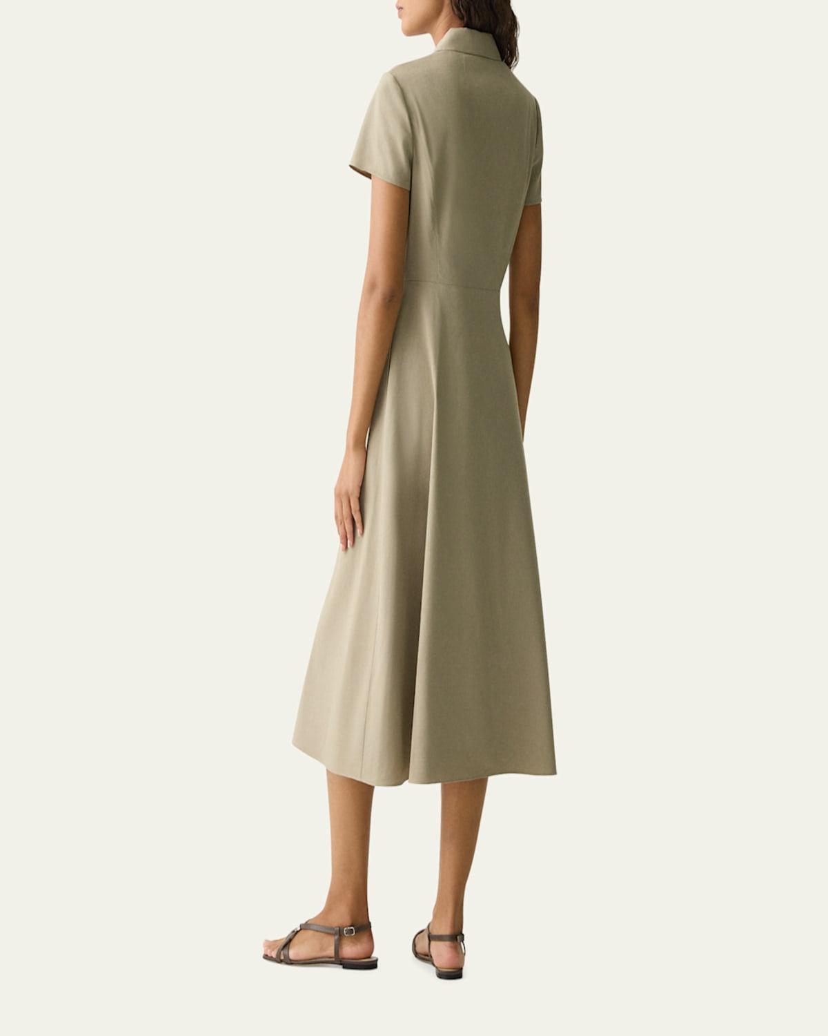 theory linen blend short sleeve midi dress Midi Shirt Dress In Fluid Linen