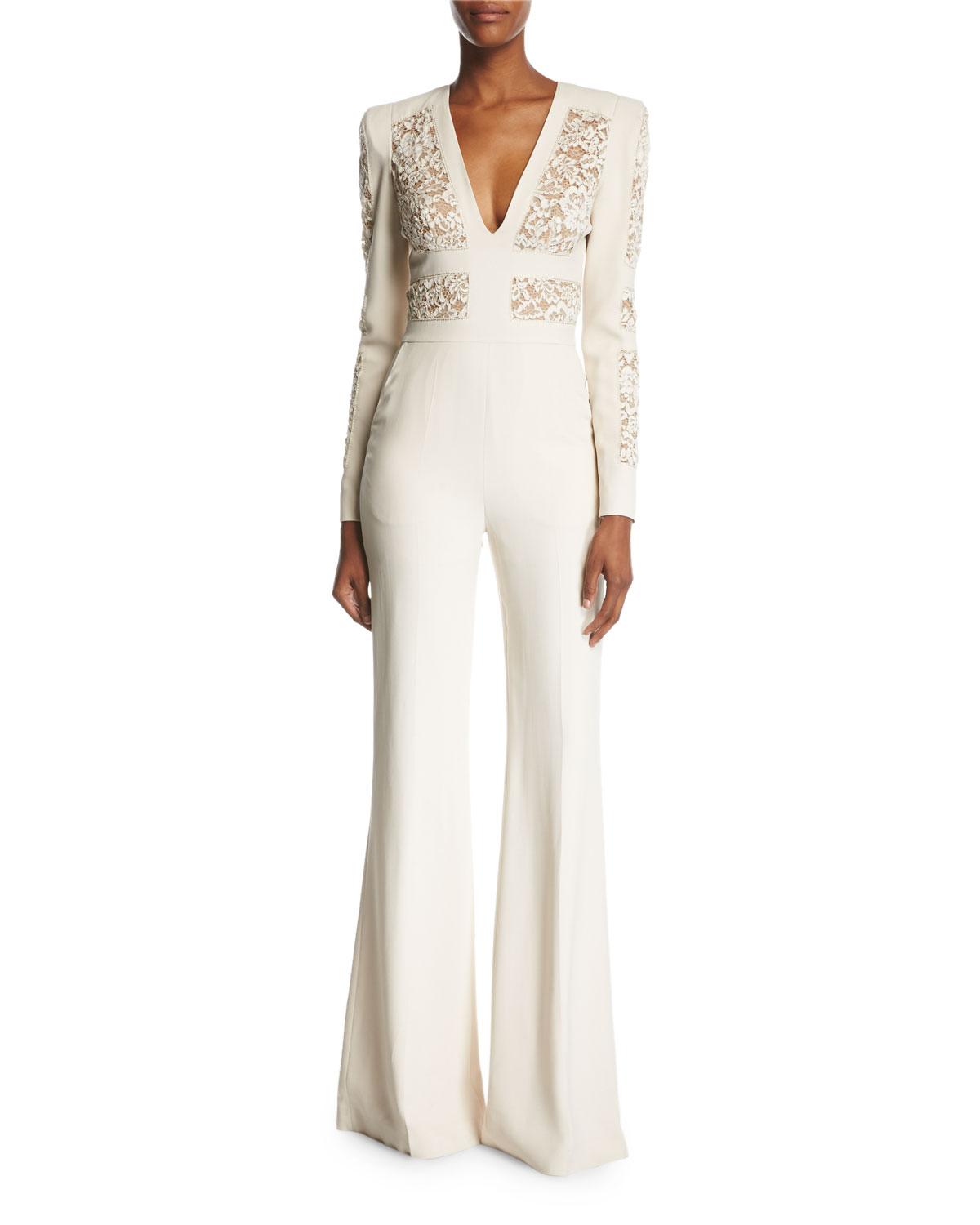 white jumpsuit lace sleeves