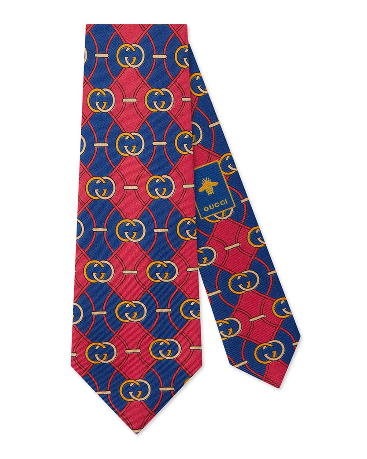 Gucci Interlockingg Rhombus Silk Tie in Blue for Men Lyst