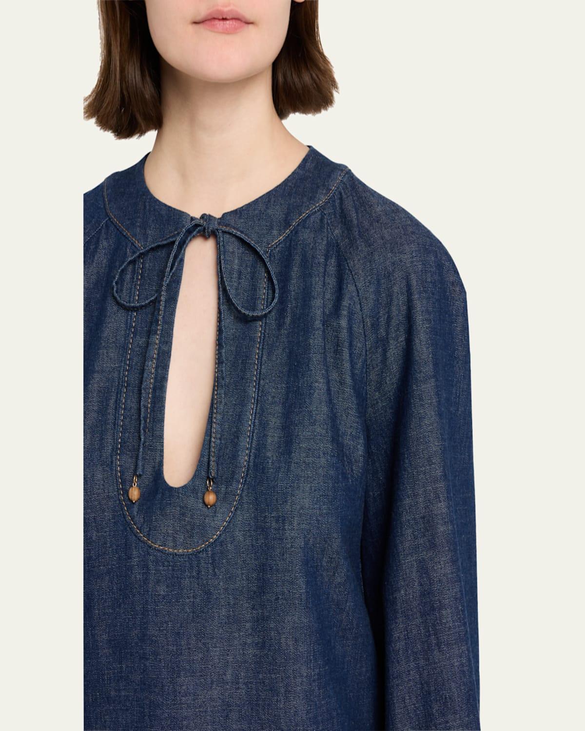 Zimmermann Rhiannon Fringe Denim Mini Dress in Blue | Lyst