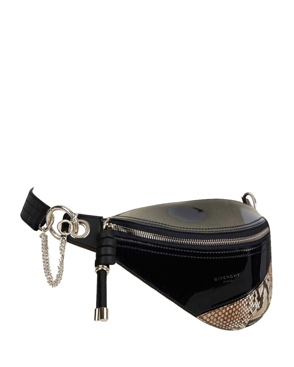Givenchy Whip Mini Patent And Snakeskin Belt Bag in Black - Lyst