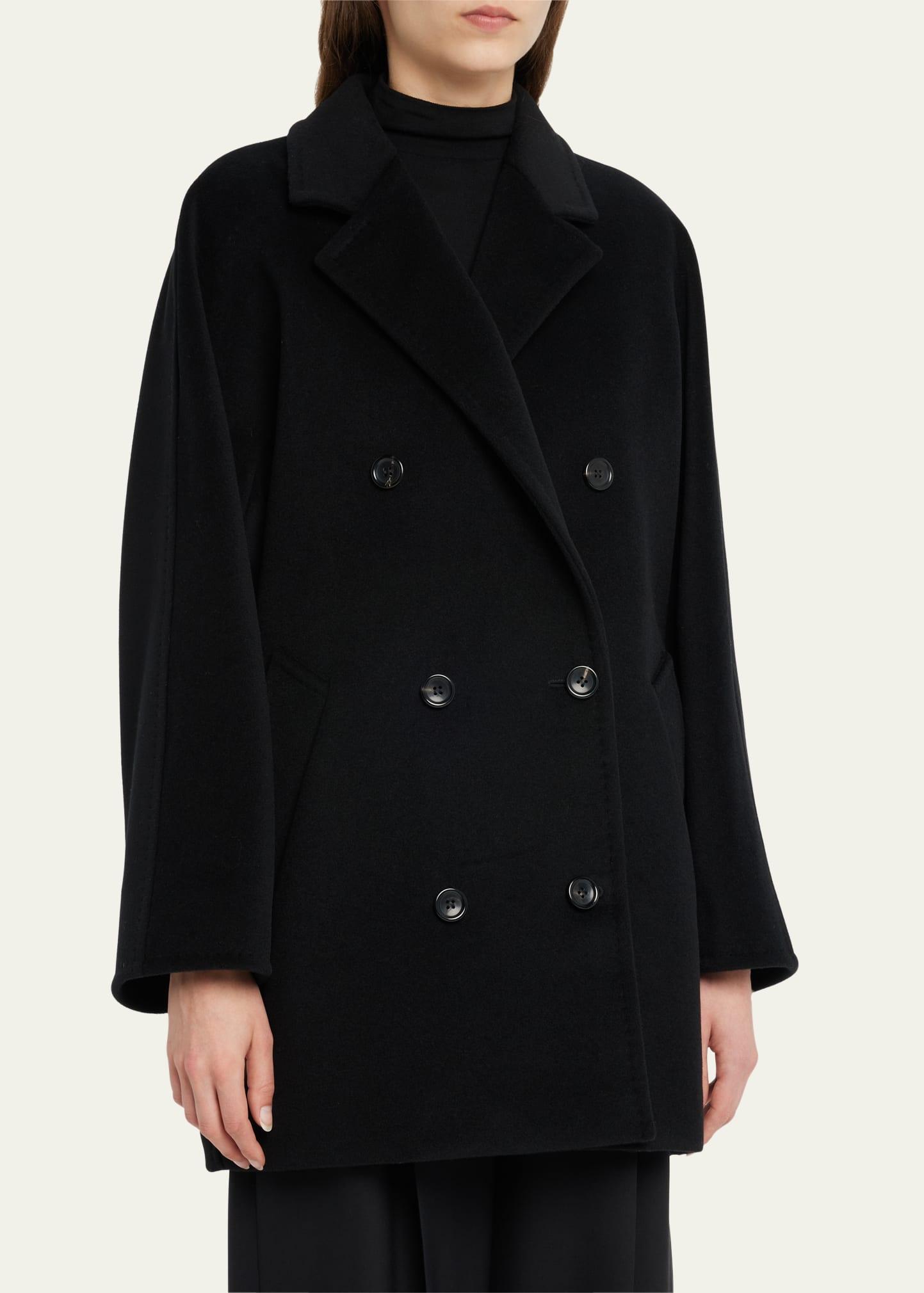 Max Mara Rebus Wool Double-breasted Short Coat in Black | Lyst