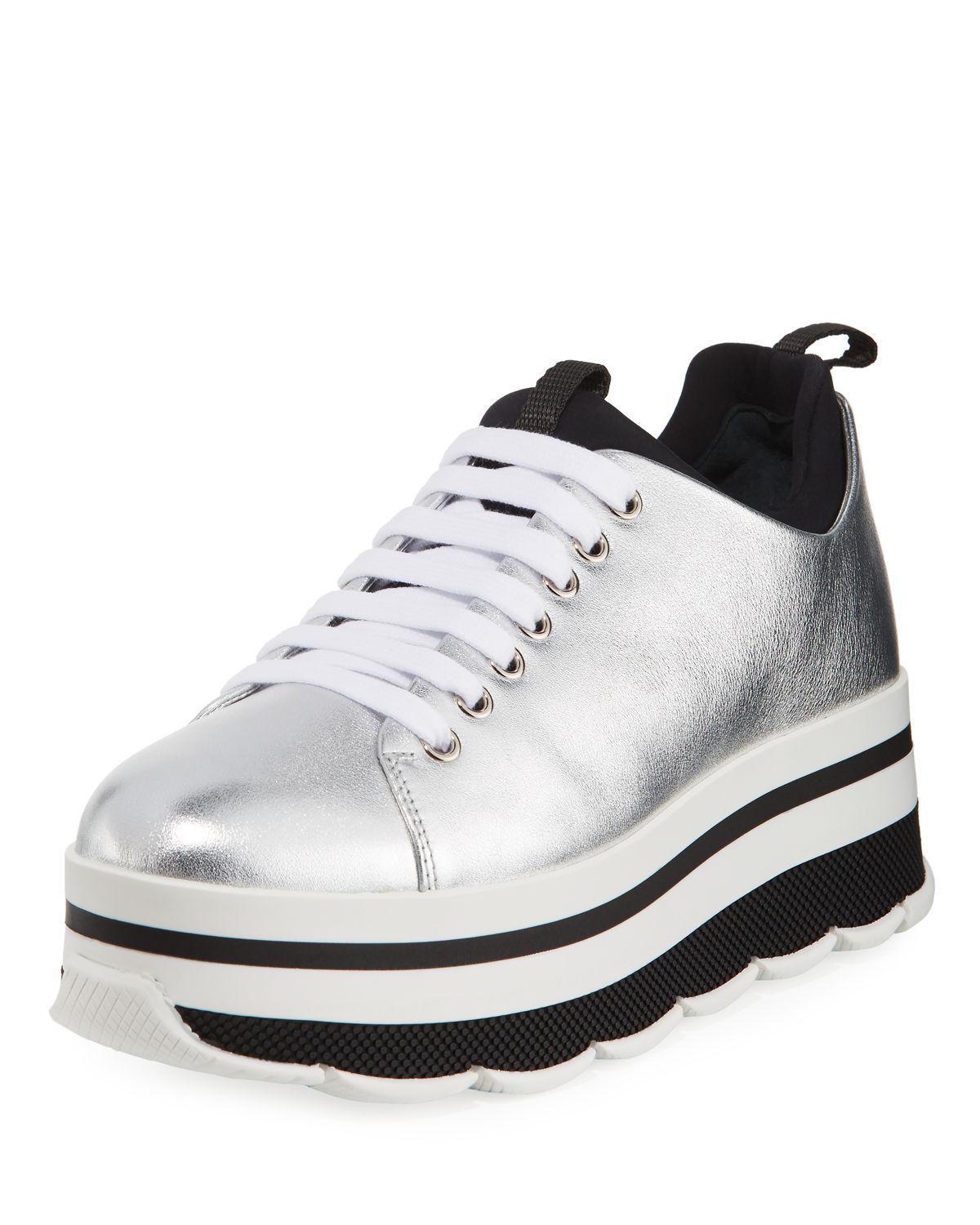 prada platform lace up sneaker