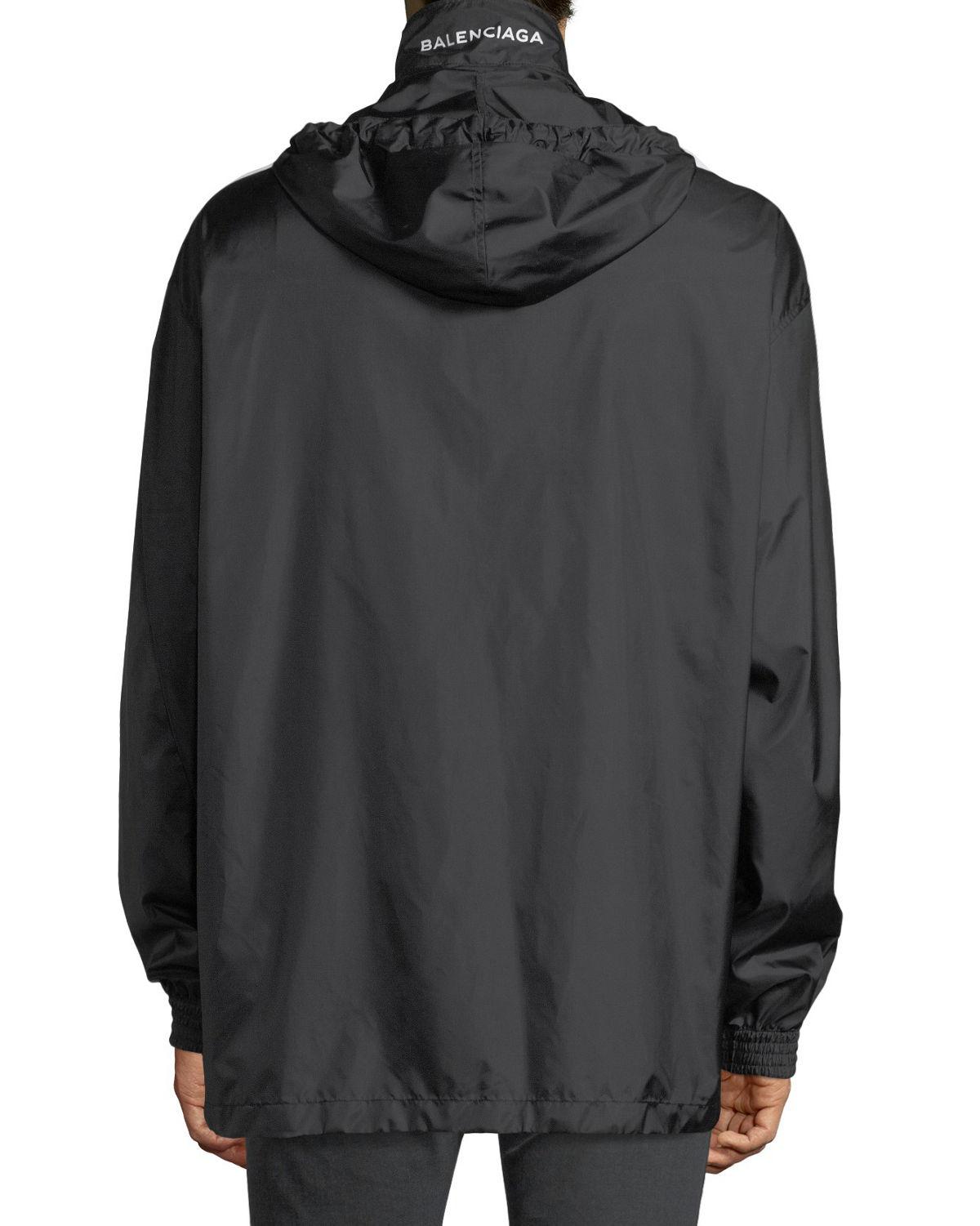 Balenciaga Hooded Logo Tech Jacket in Black for Men - Lyst