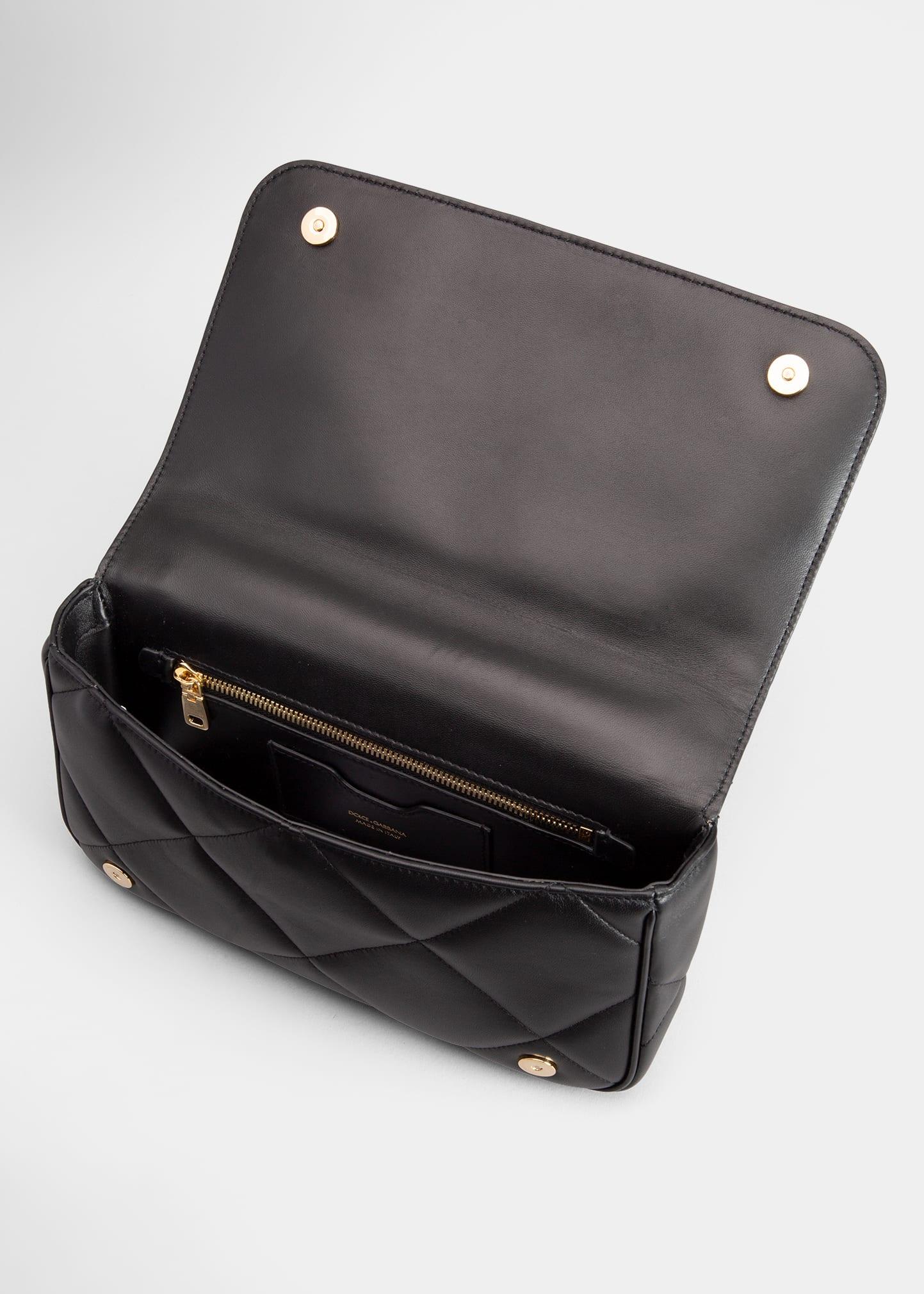 Dolce & Gabbana Nappa Leather Soft Bucket Bag Black
